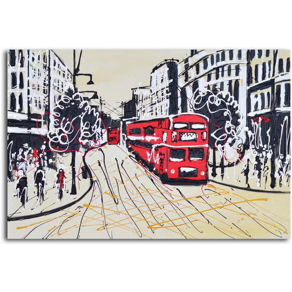 Hand painted "The Red Metropolis" Canvas Wall Art