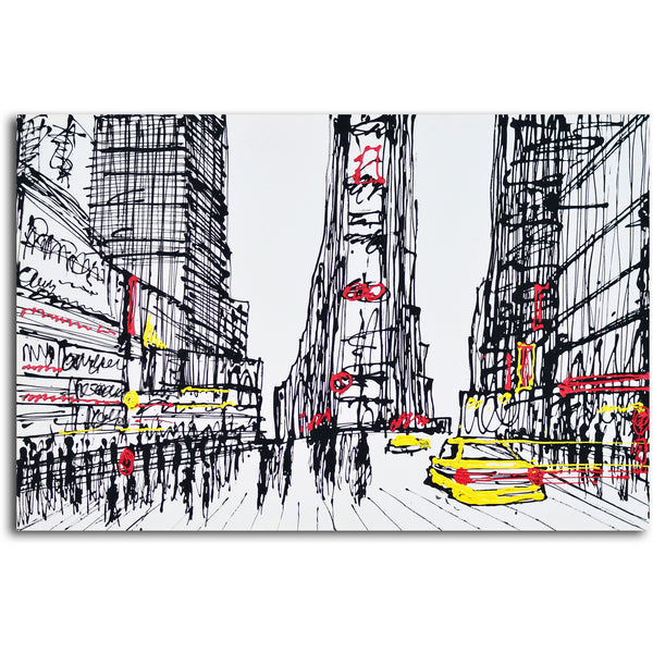 Hand painted "A City in Motion" Canvas Wall Art