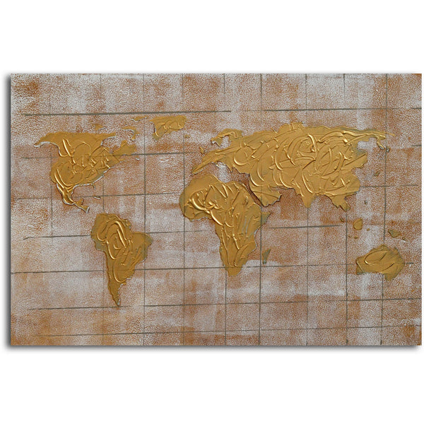 Hand painted "Bronzed Pangea" Canvas Wall Art