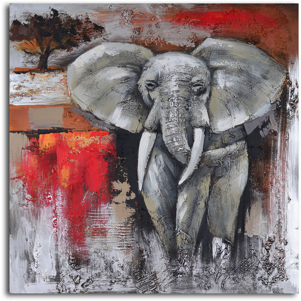 Hand Painted "Elephant encounter" Canvas Art
