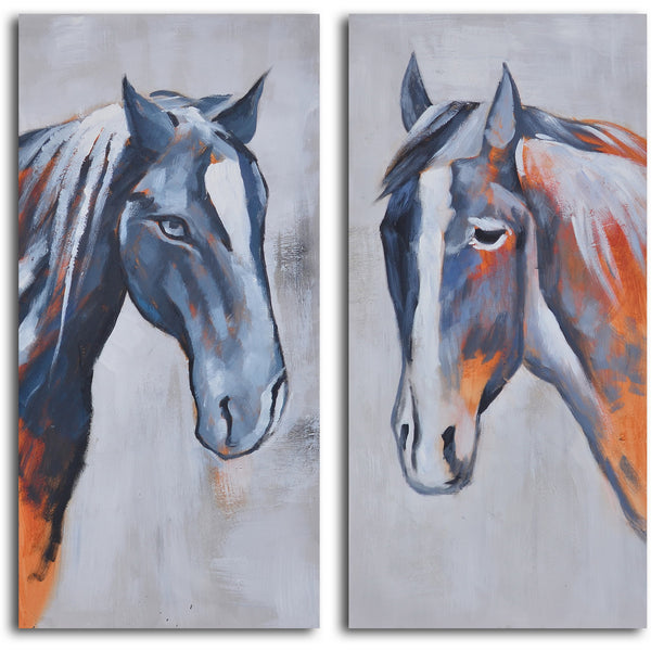 Hand Painted "Colt and mare" 2 Piece Canvas Set