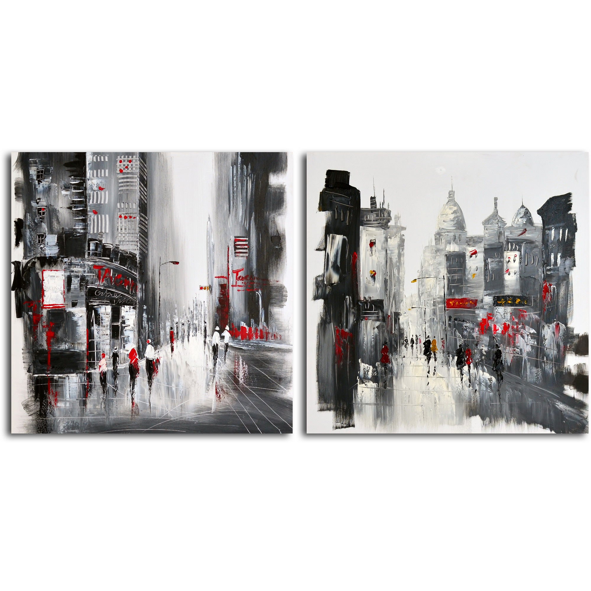 Hand painted "Two Sides of the Same City" 2 Piece Canvas Set