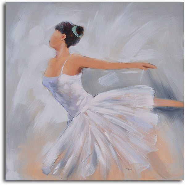 Hand Painted "Ballerina in white" Canvas Art