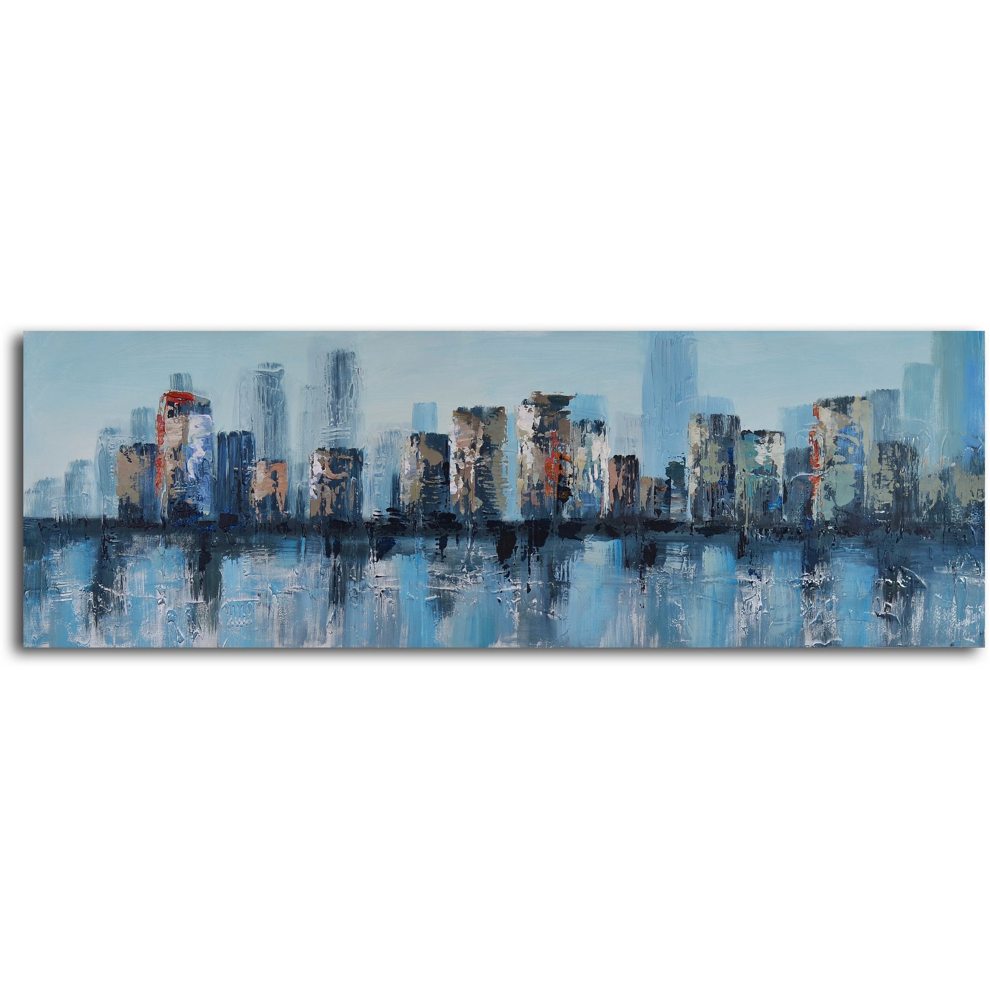 Hand Painted "Duo of waterlogged city " Canvas Wall Art