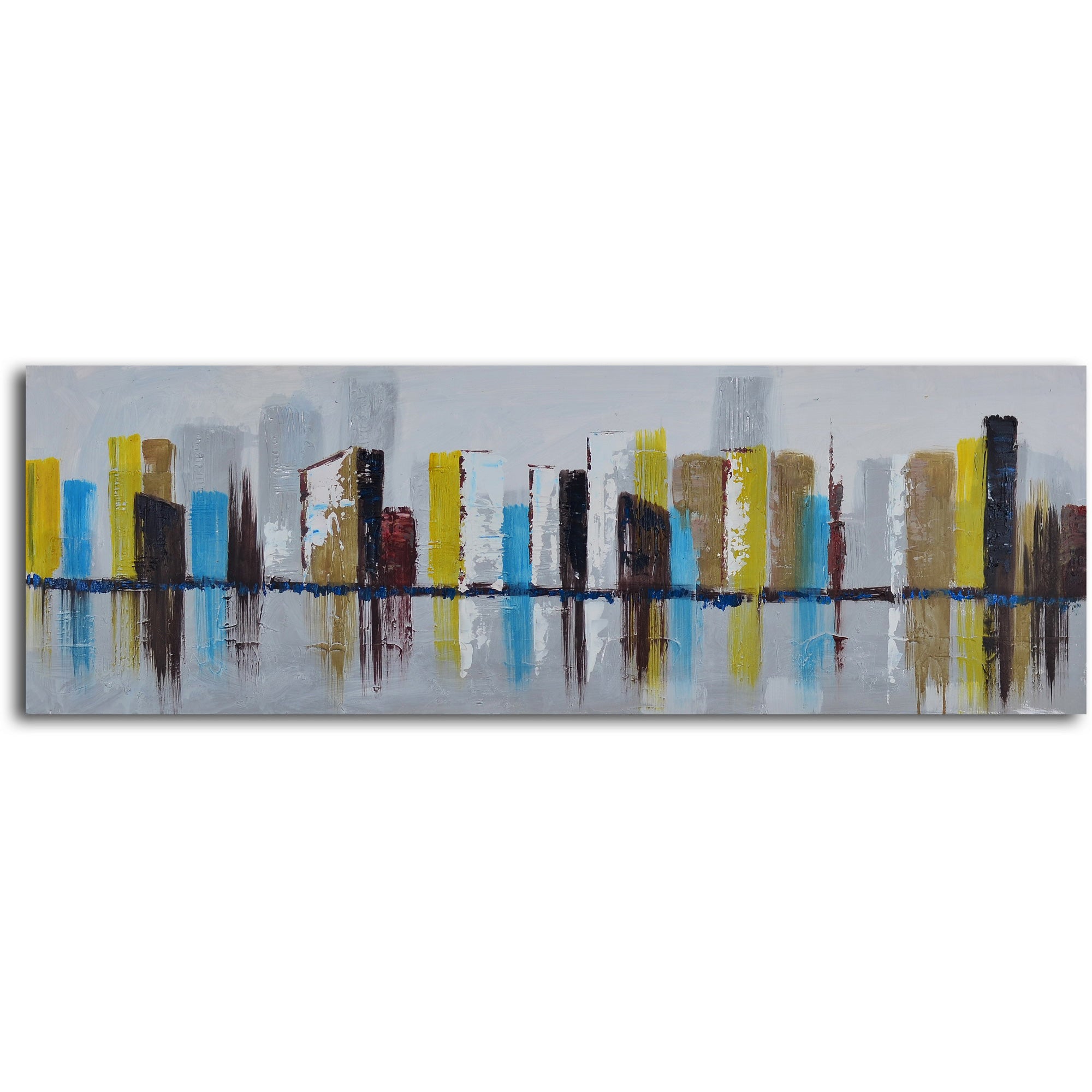 Hand Painted "Duo of waterlogged city " Canvas Wall Art