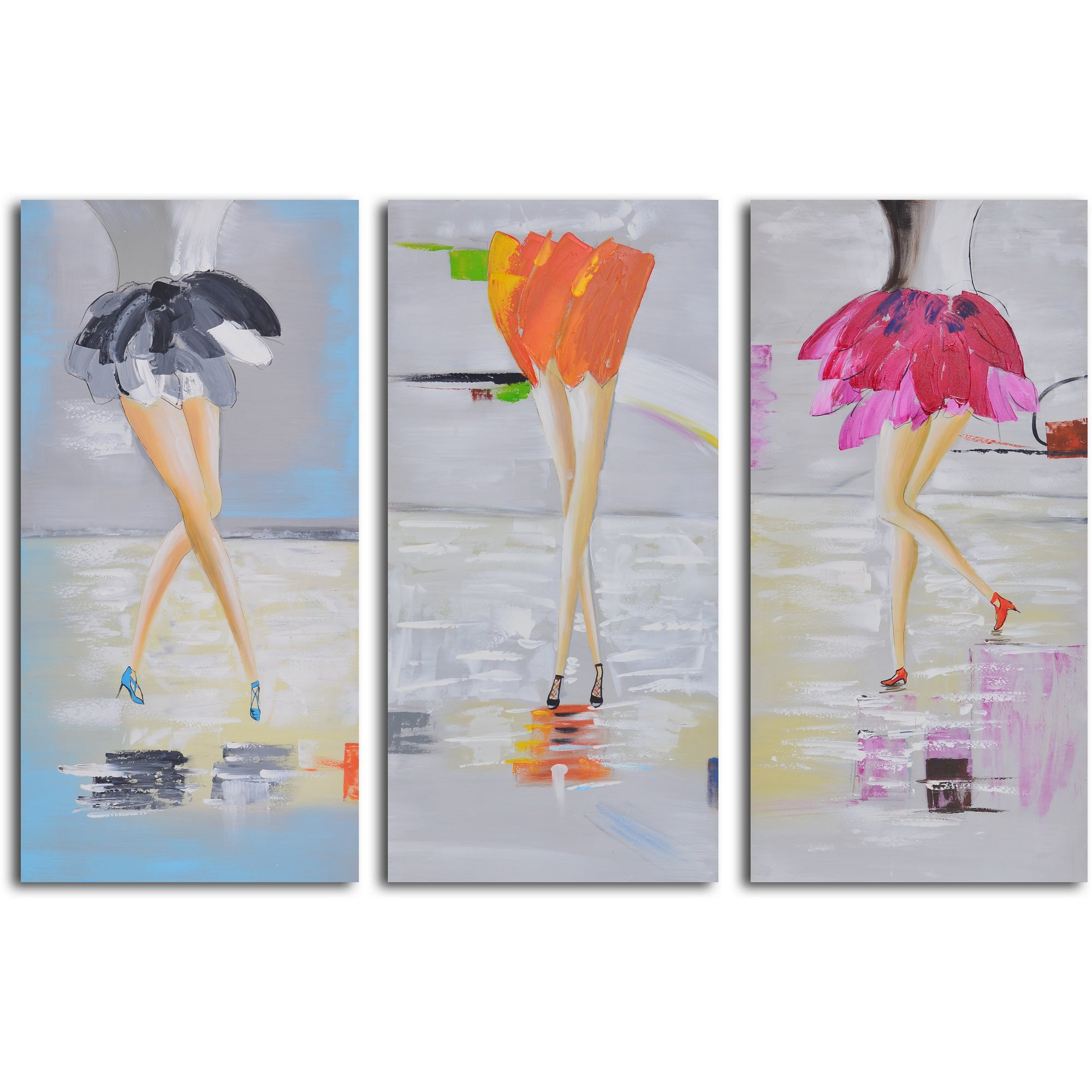 Hand Painted "Fancy feet trio" 3 Piece Canvas Set