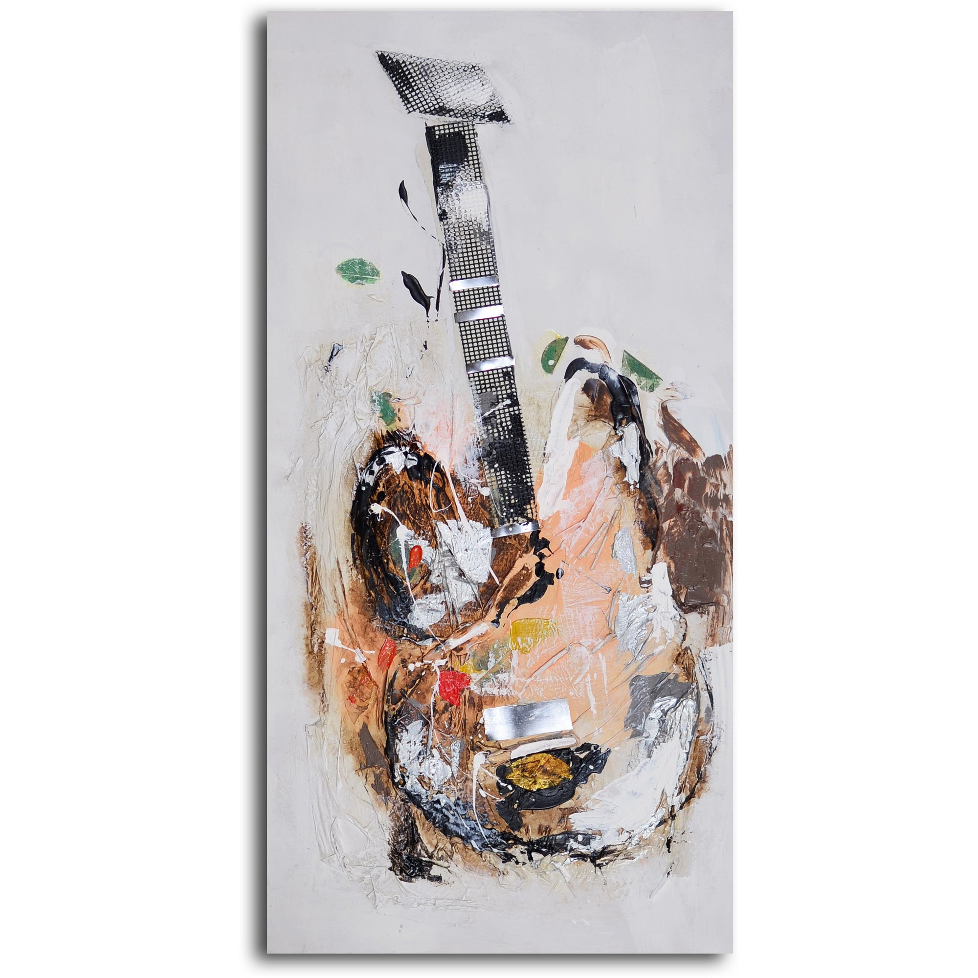 Hand Painted "Papermache guitar couplet" 2 Piece Canvas Set