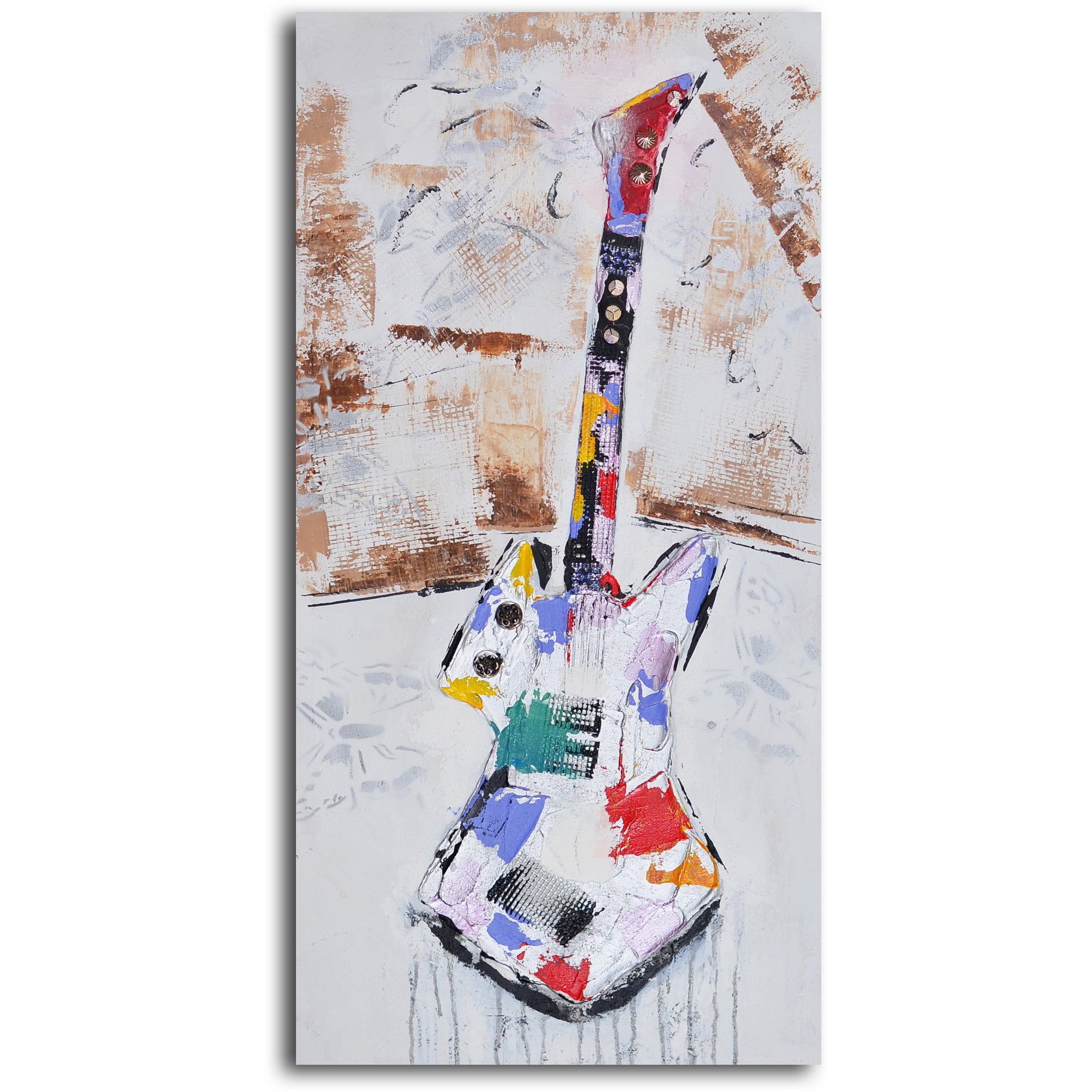 Hand Painted "Papermache guitar couplet" 2 Piece Canvas Set