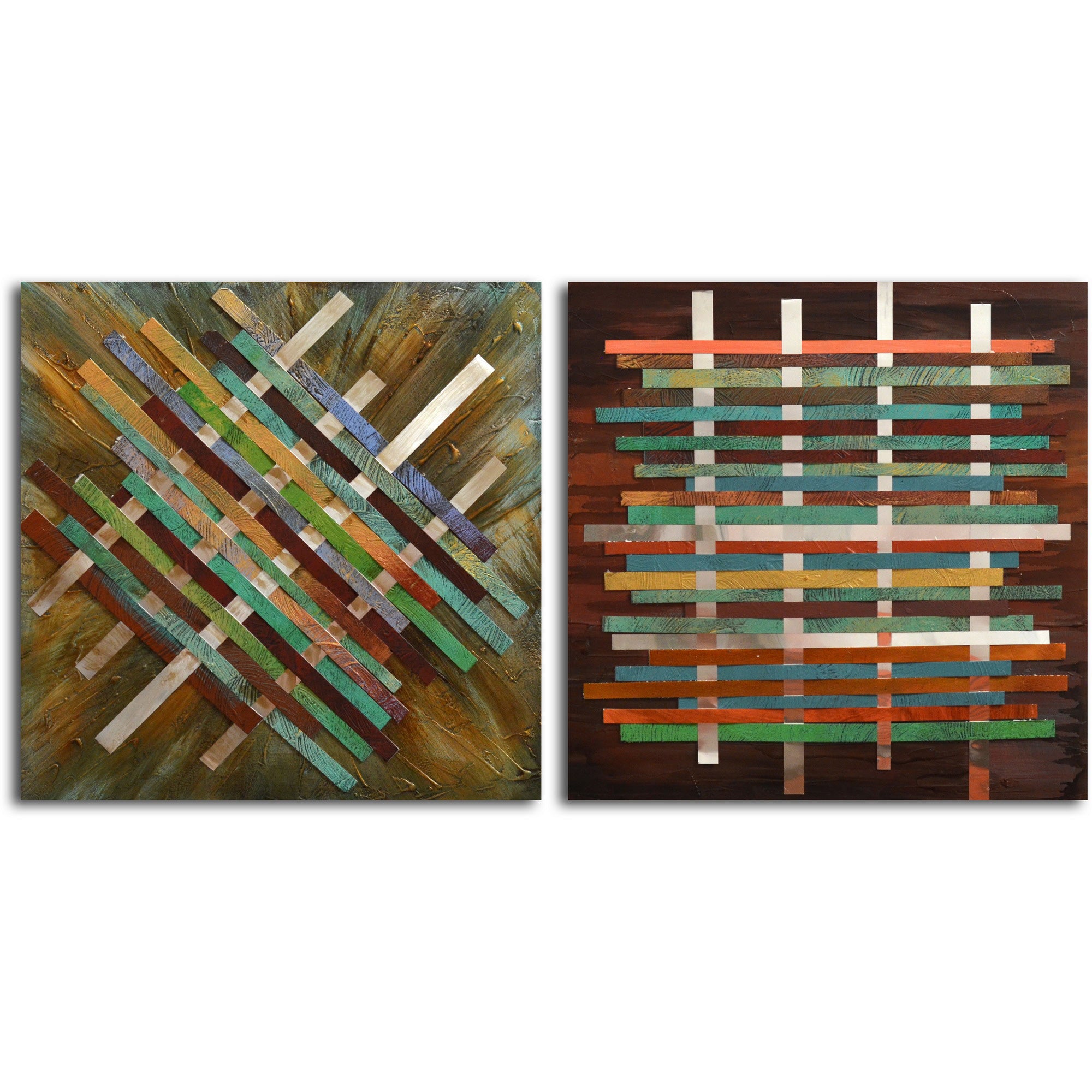 Hand painted "Paper Cuts" 2 Piece Canvas Set
