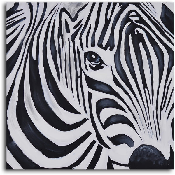 Hand Painted "Zebra perspective" Canvas Art