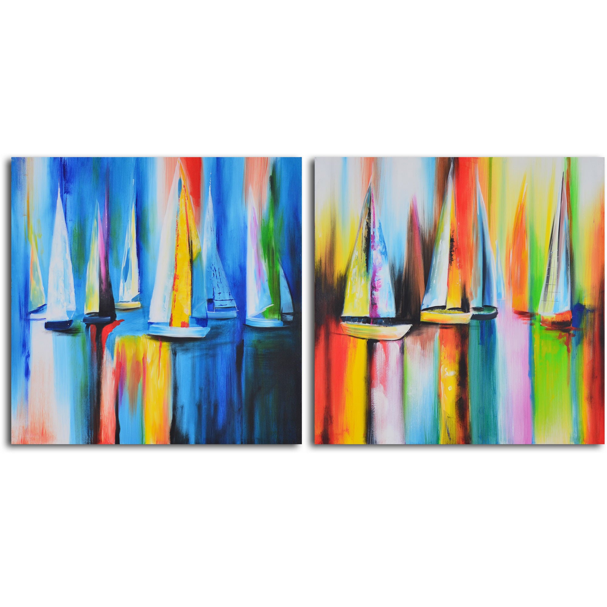 Hand Painted "Time lapse sailboat reflections " Canvas Wall Art