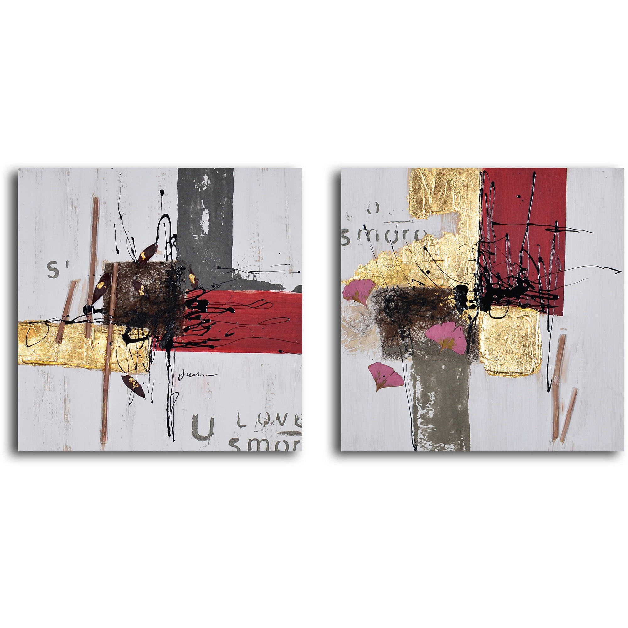 Hand Painted "Blocks of abstract love " Canvas Wall Art