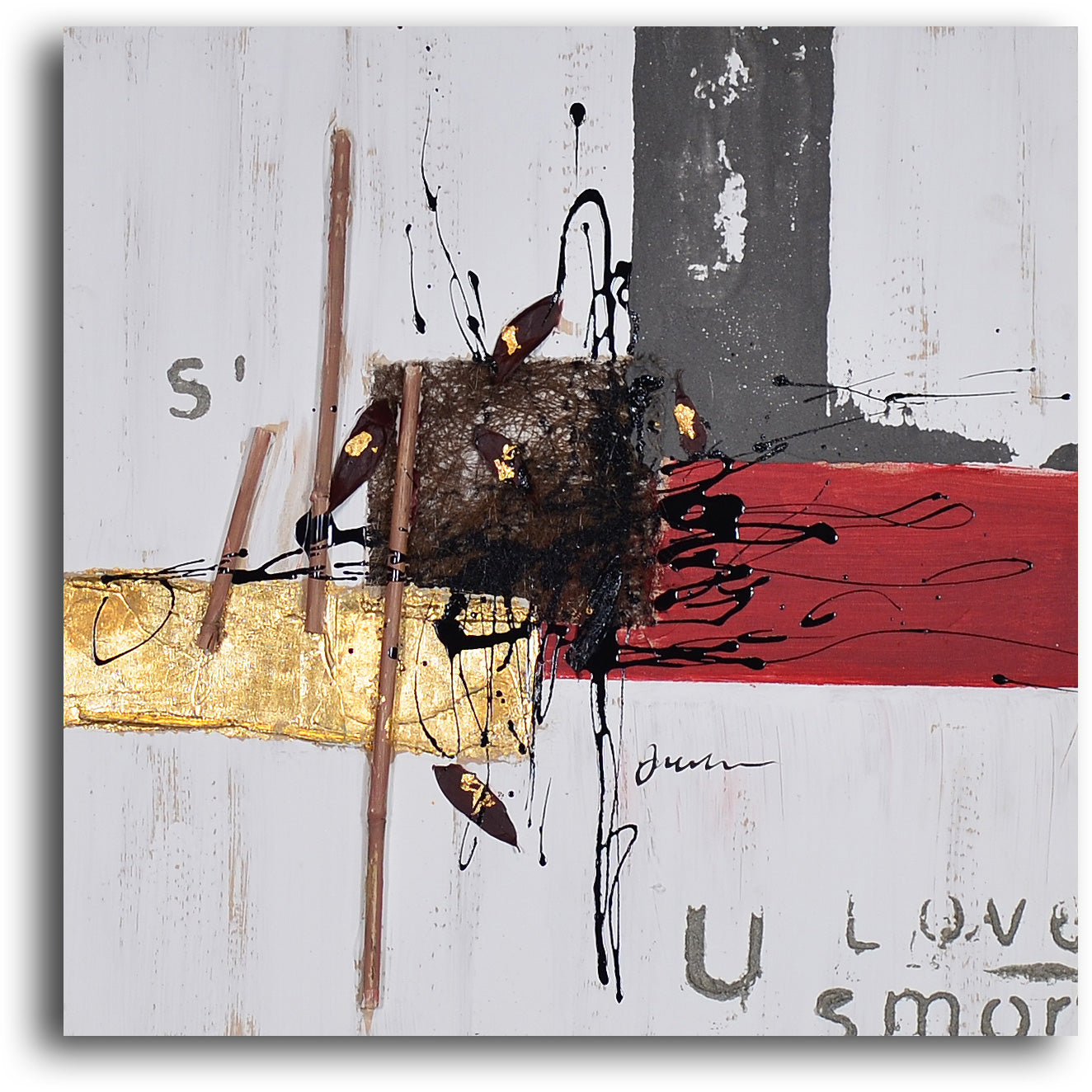 Hand Painted "Blocks of abstract love " Canvas Wall Art
