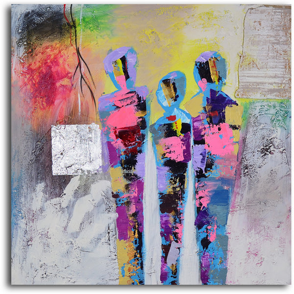 Hand Painted "Kaleidoscope figurines" 2 Piece Canvas Set