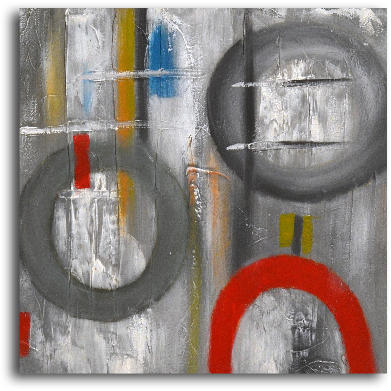 Hand painted "Rings in Grayscale" 3 Piece Canvas Set