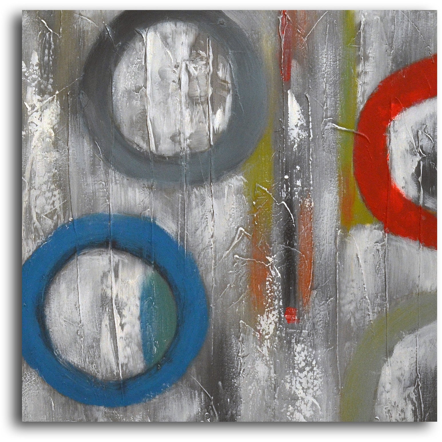 Hand painted "Rings in Grayscale" 3 Piece Canvas Set