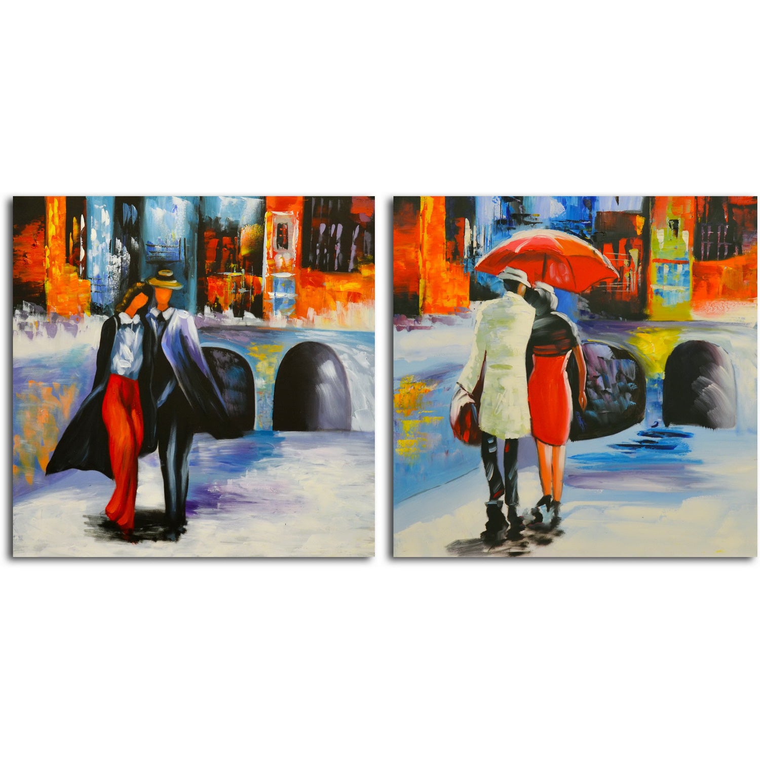 "Coming and Going" Original painting on canvas - Set of 2