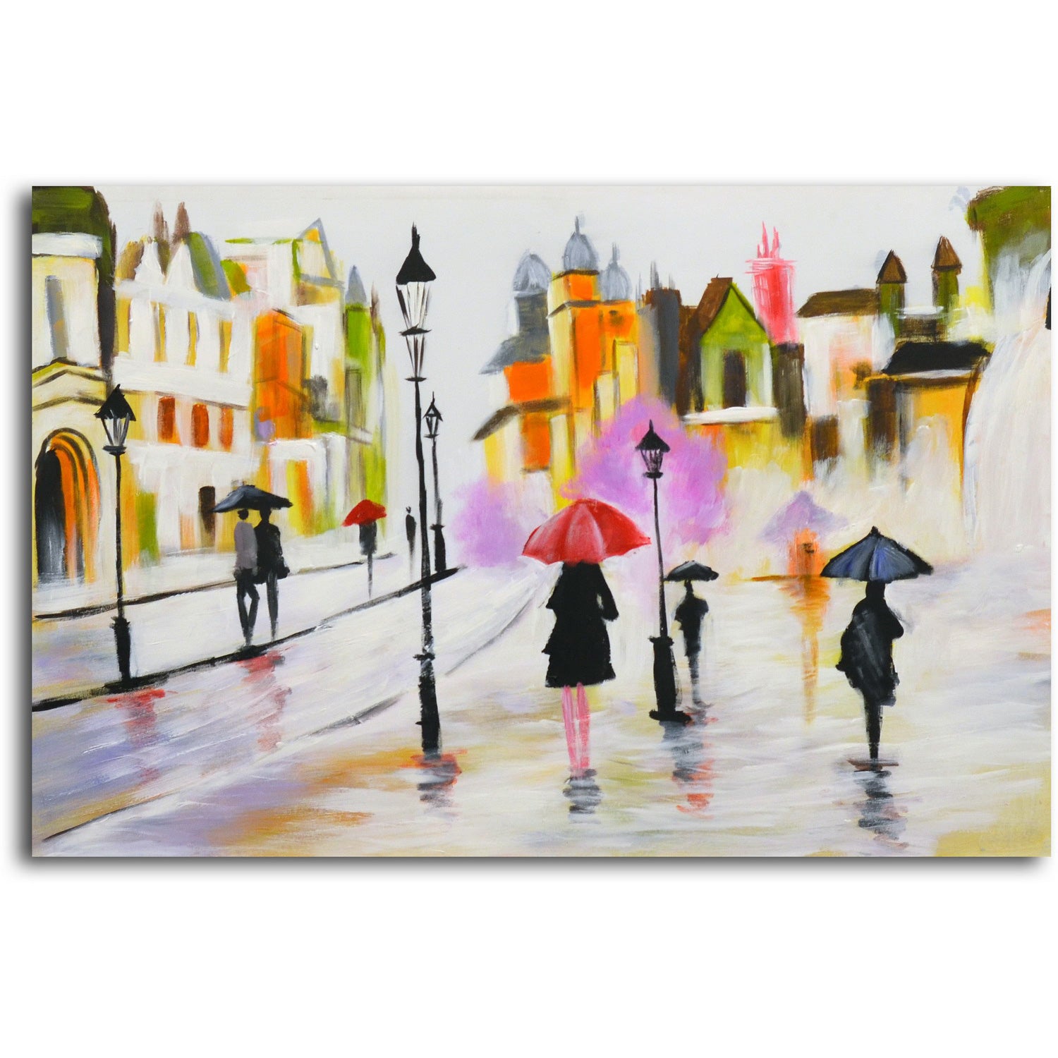 "A Walk in the Rain" Original painting on canvas - Set of 2