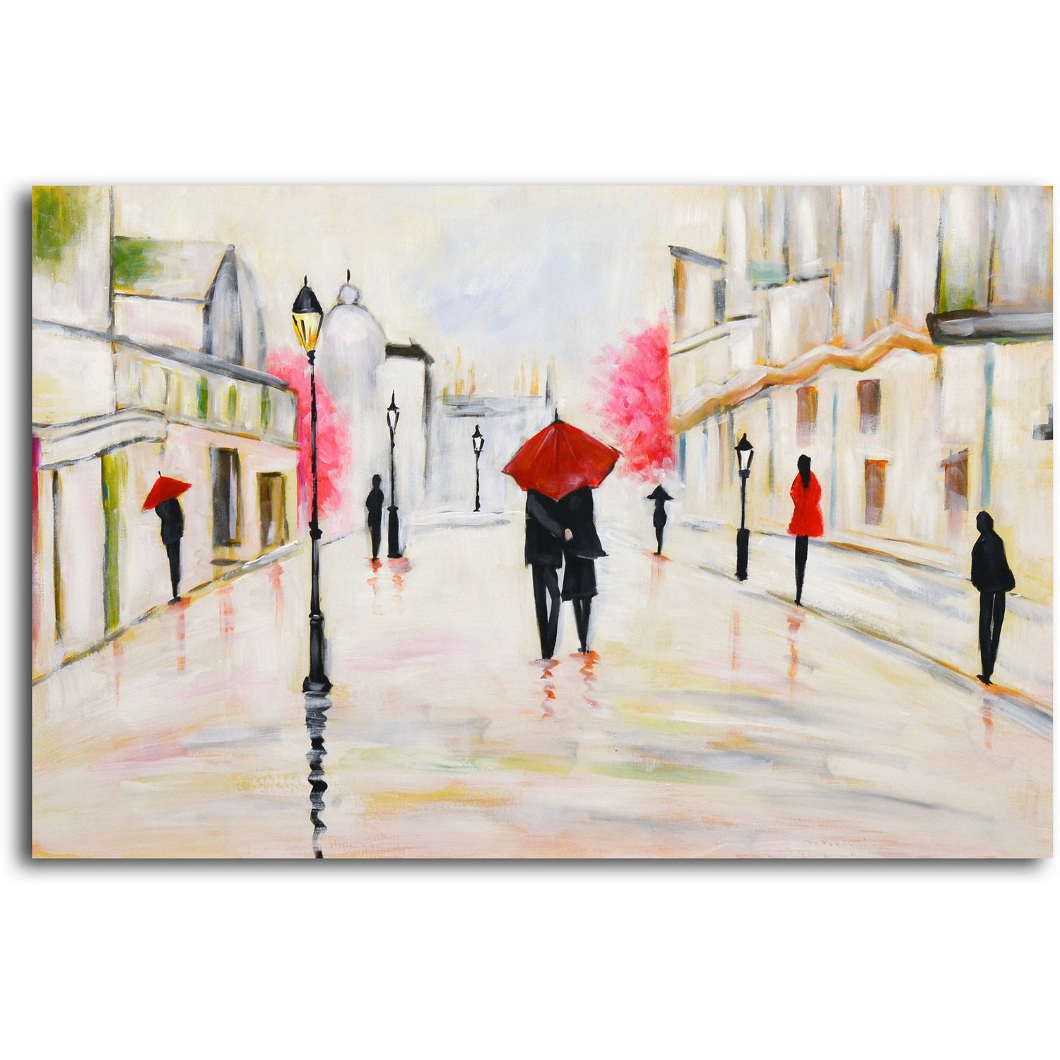 "A Walk in the Rain" Original painting on canvas - Set of 2