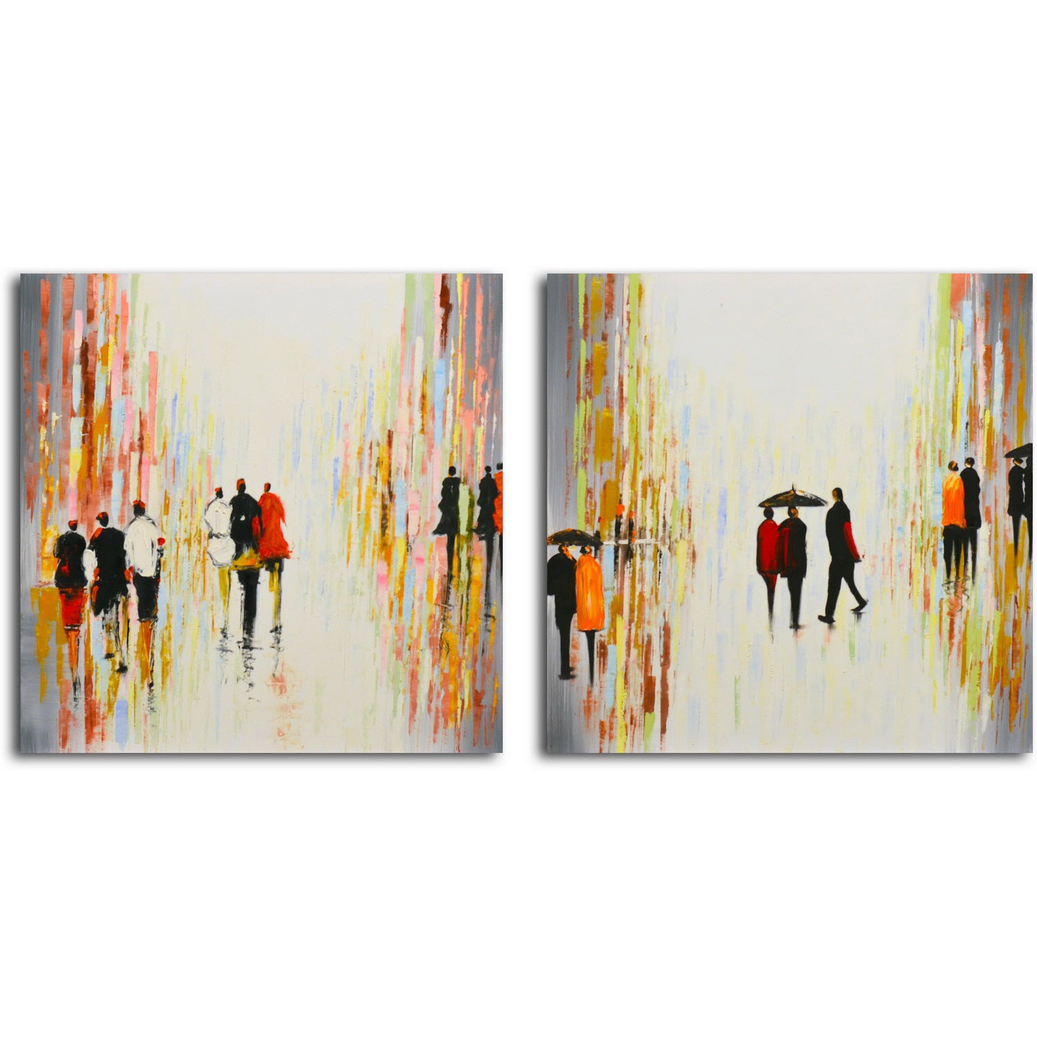 "Rainy Day Breaking" Original painting on canvas - Set of 2