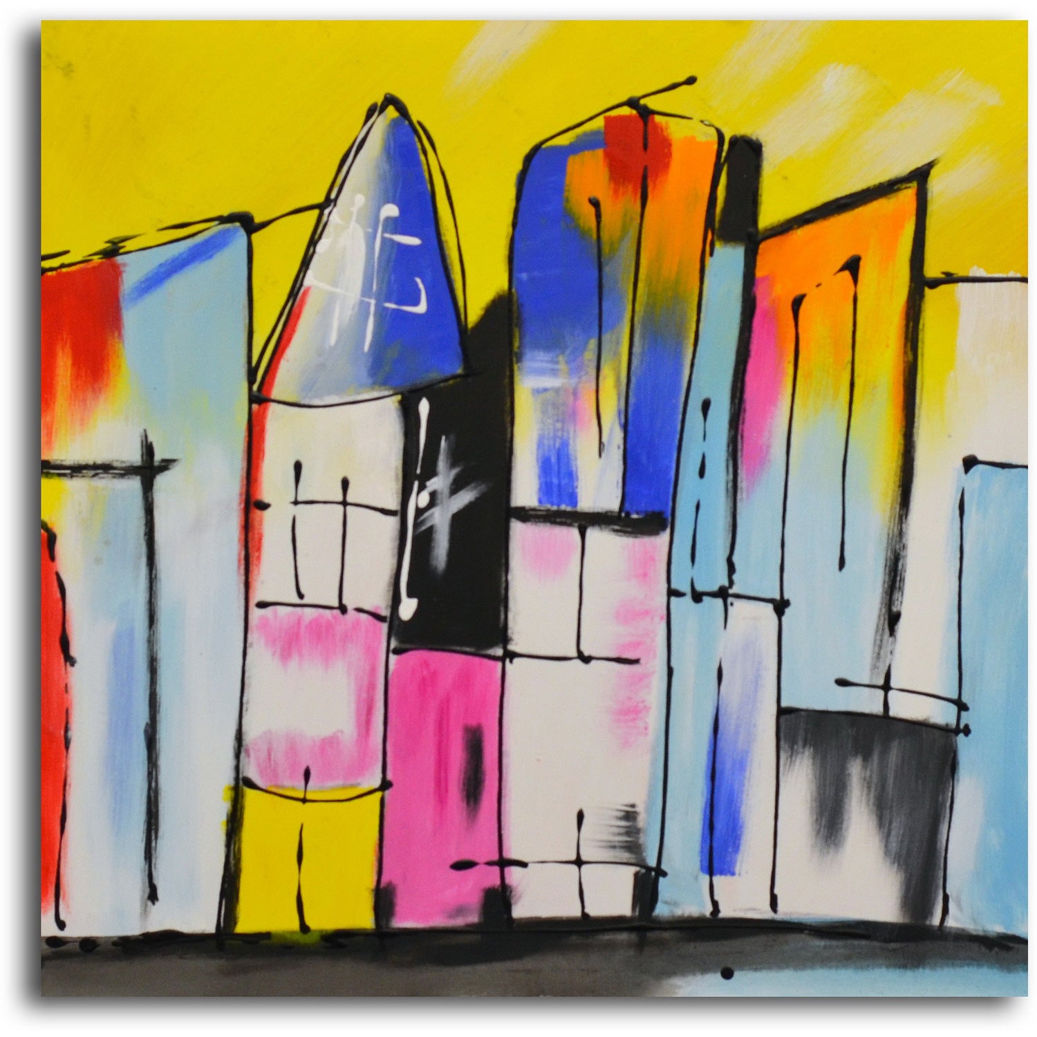 "House of a Different Color" Original painting on canvas - Set of 2
