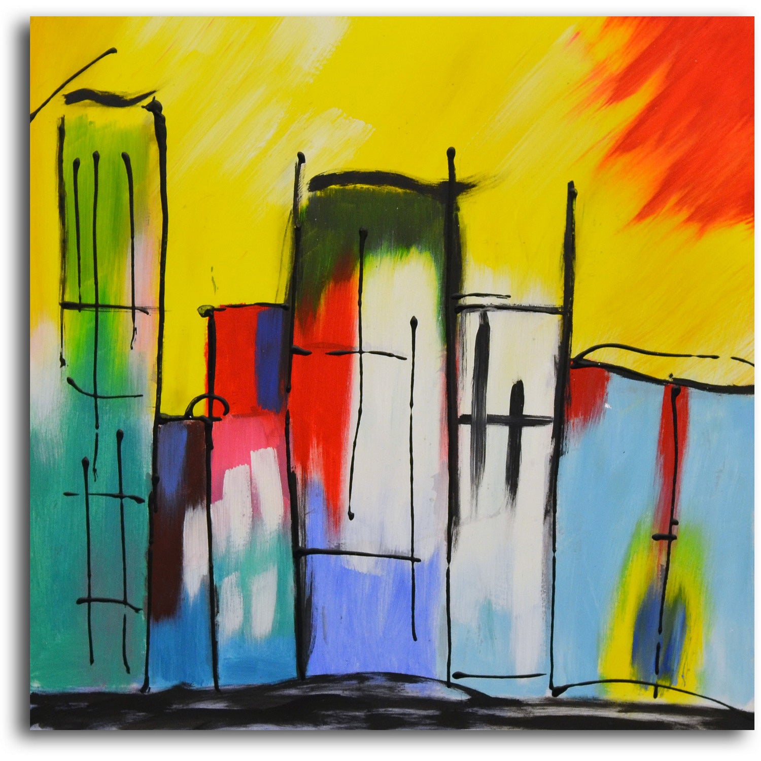 "House of a Different Color" Original painting on canvas - Set of 2