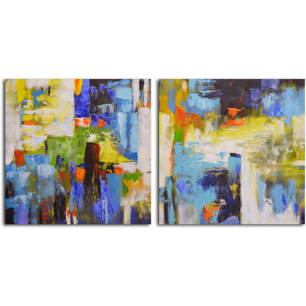 "Worn Copper" Original painting on canvas - Set of 2