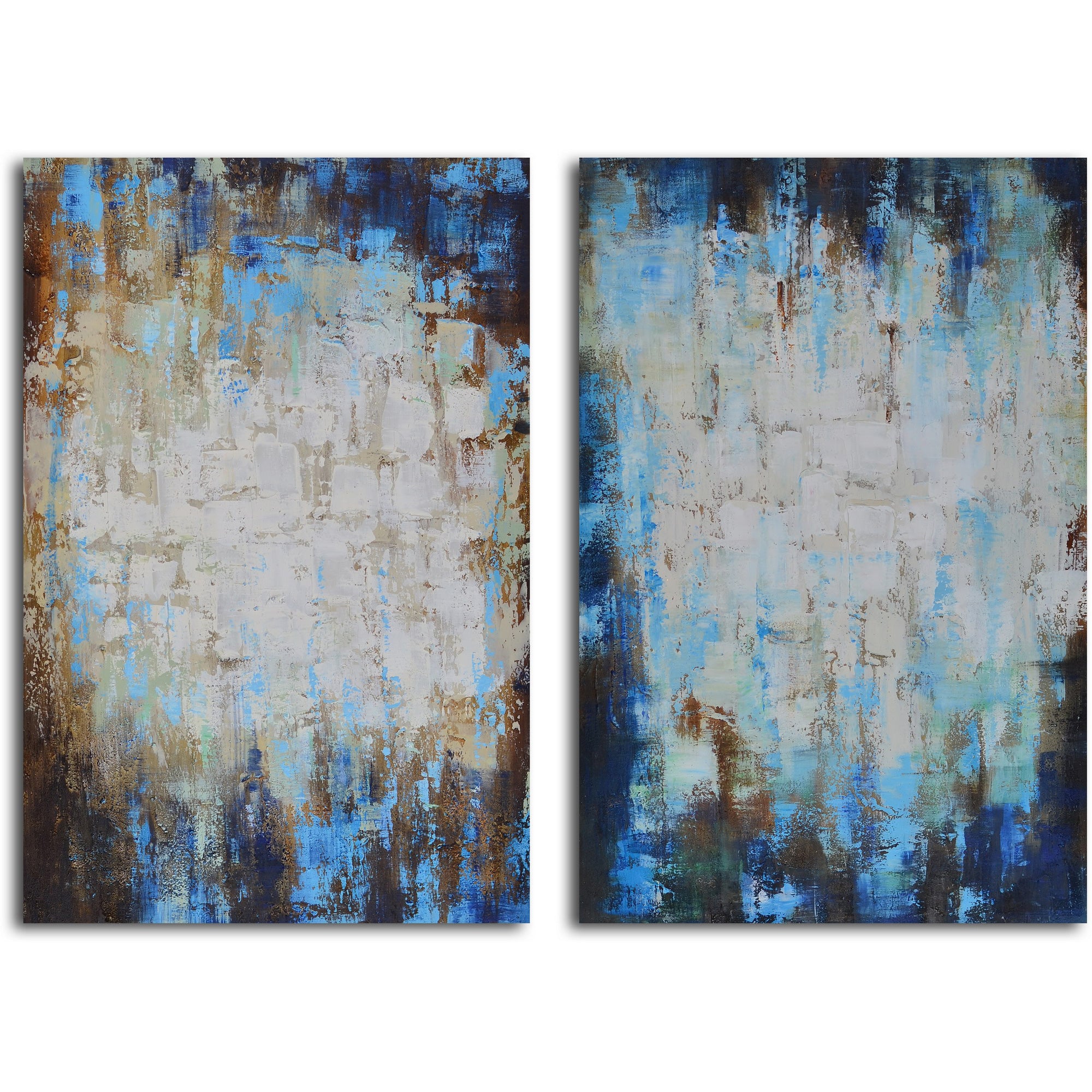 Hand Painted "Through blues to light" 2 Piece Canvas Set