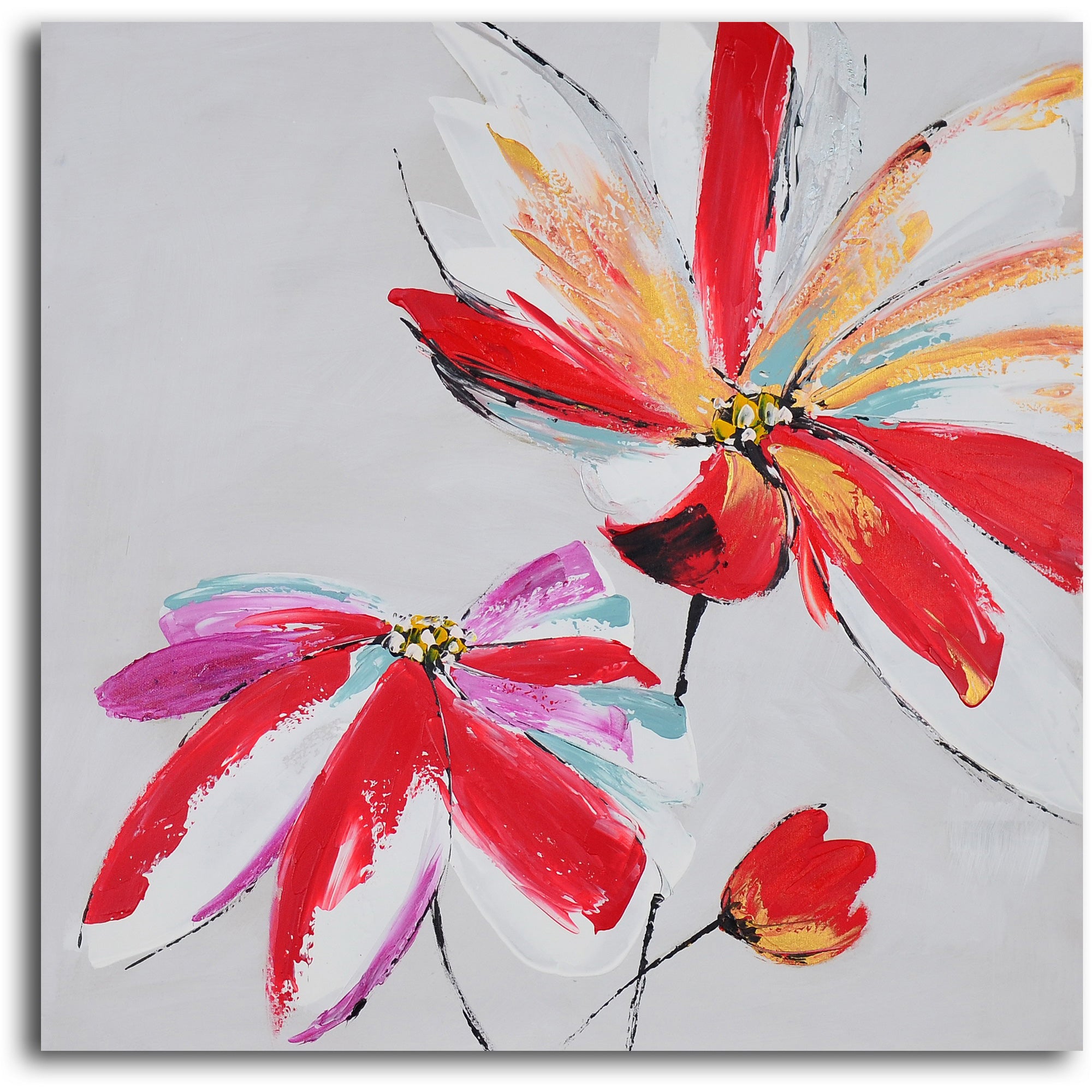 Hand Painted "Floral relations triptych " Canvas Wall Art