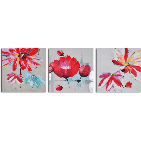 Hand Painted "Floral relations triptych " Canvas Wall Art