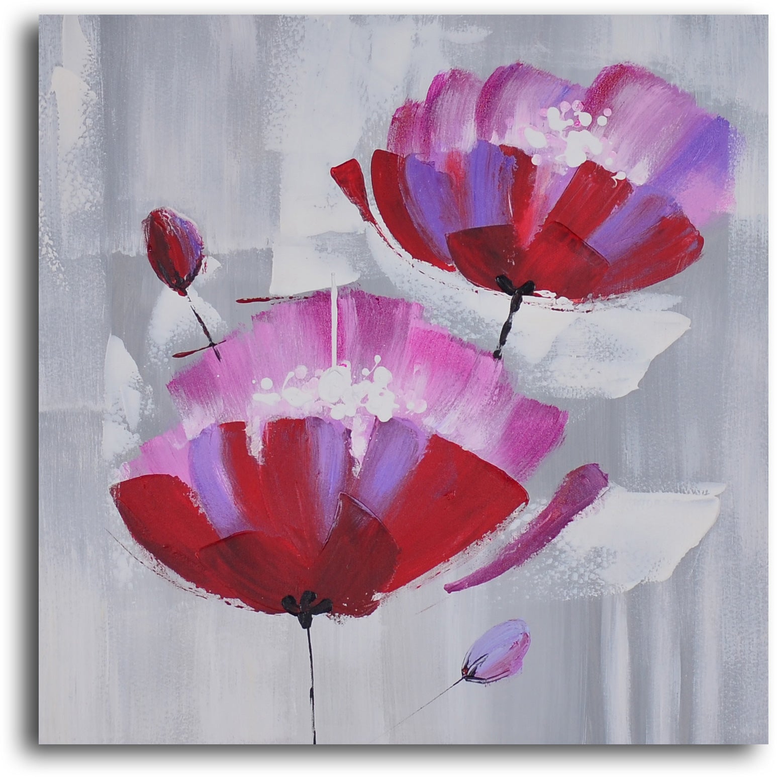 Hand Painted "Pretty in pink triptych" 3 Piece Canvas Set