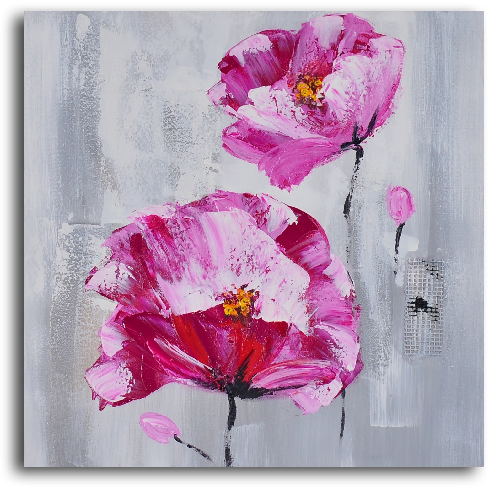 Hand Painted "Pretty in pink triptych" 3 Piece Canvas Set