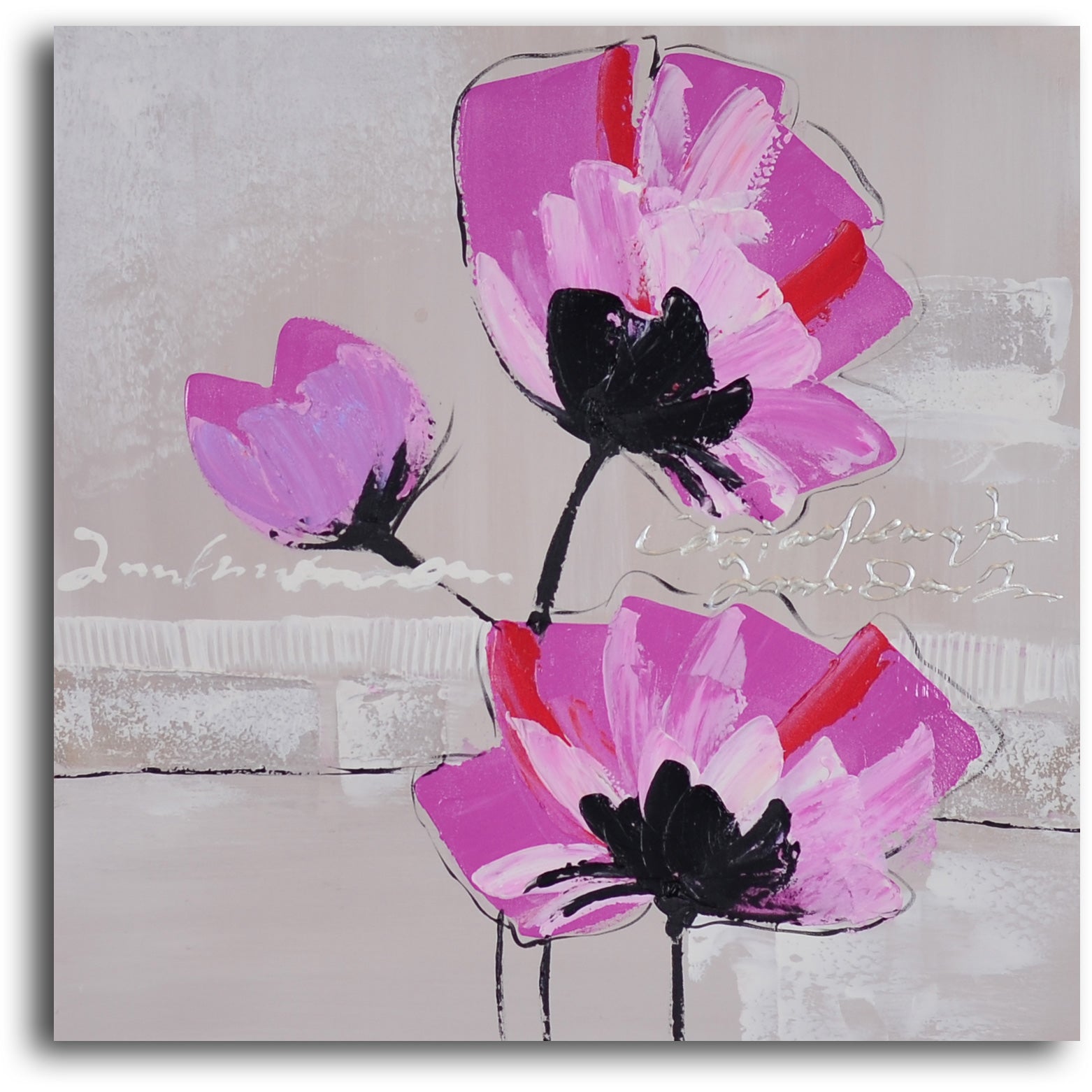 Hand Painted "Pretty in pink triptych" 3 Piece Canvas Set