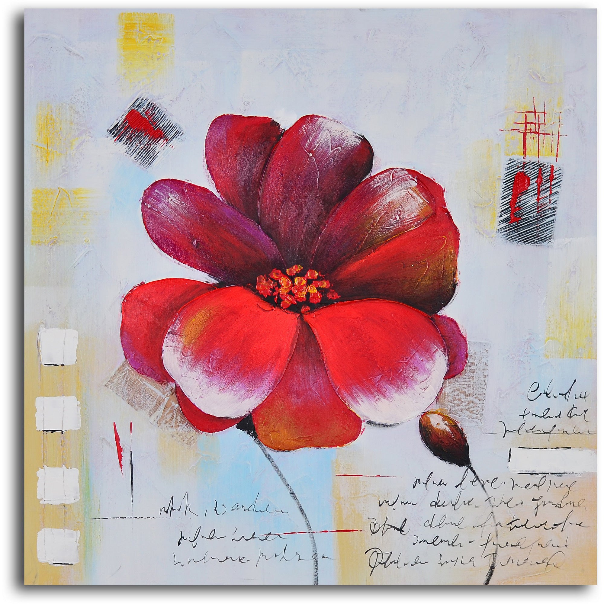 Hand Painted "Floral notes" 3 Piece Canvas Set