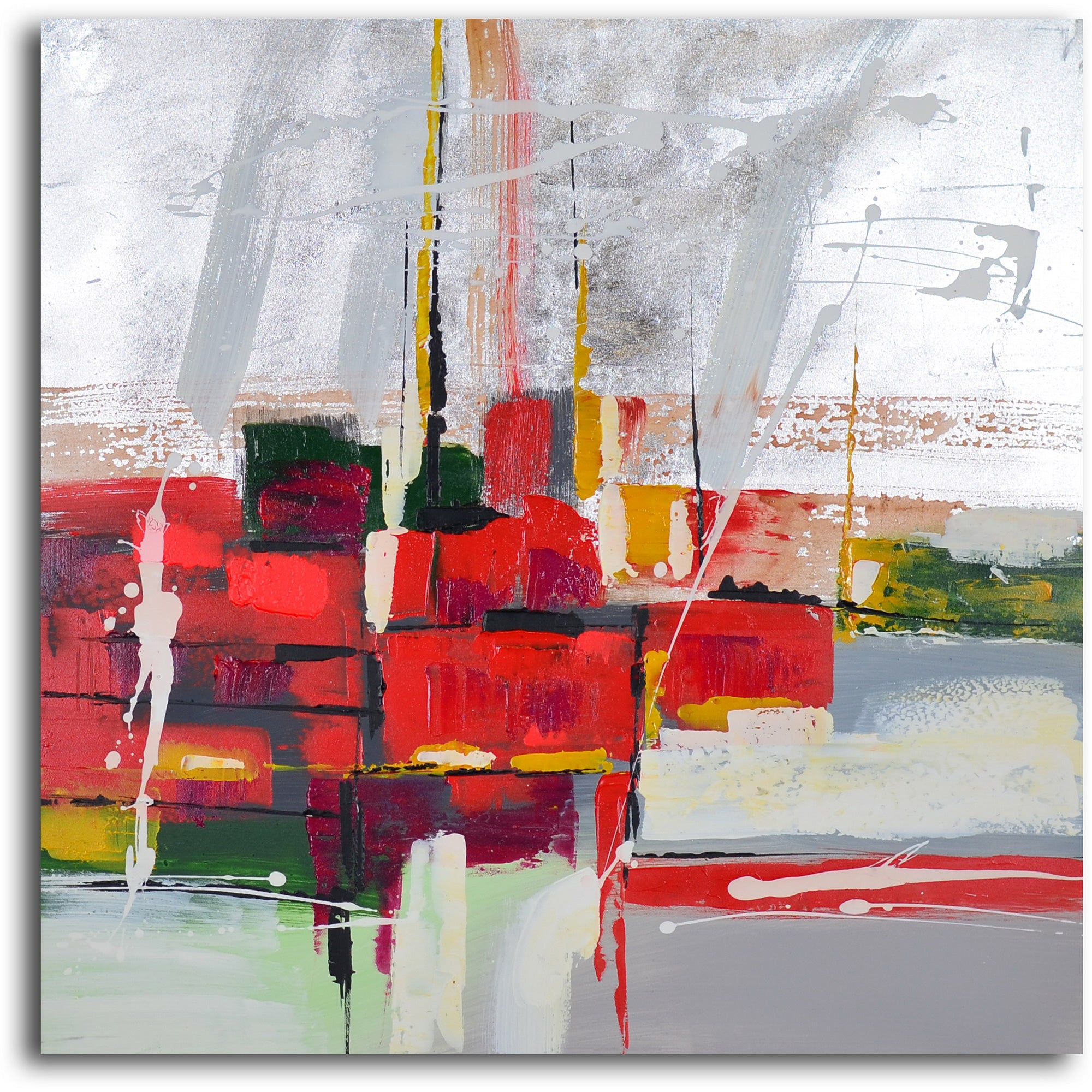 Hand Painted "Reflections by wharf abstract" 2 Piece Canvas Set