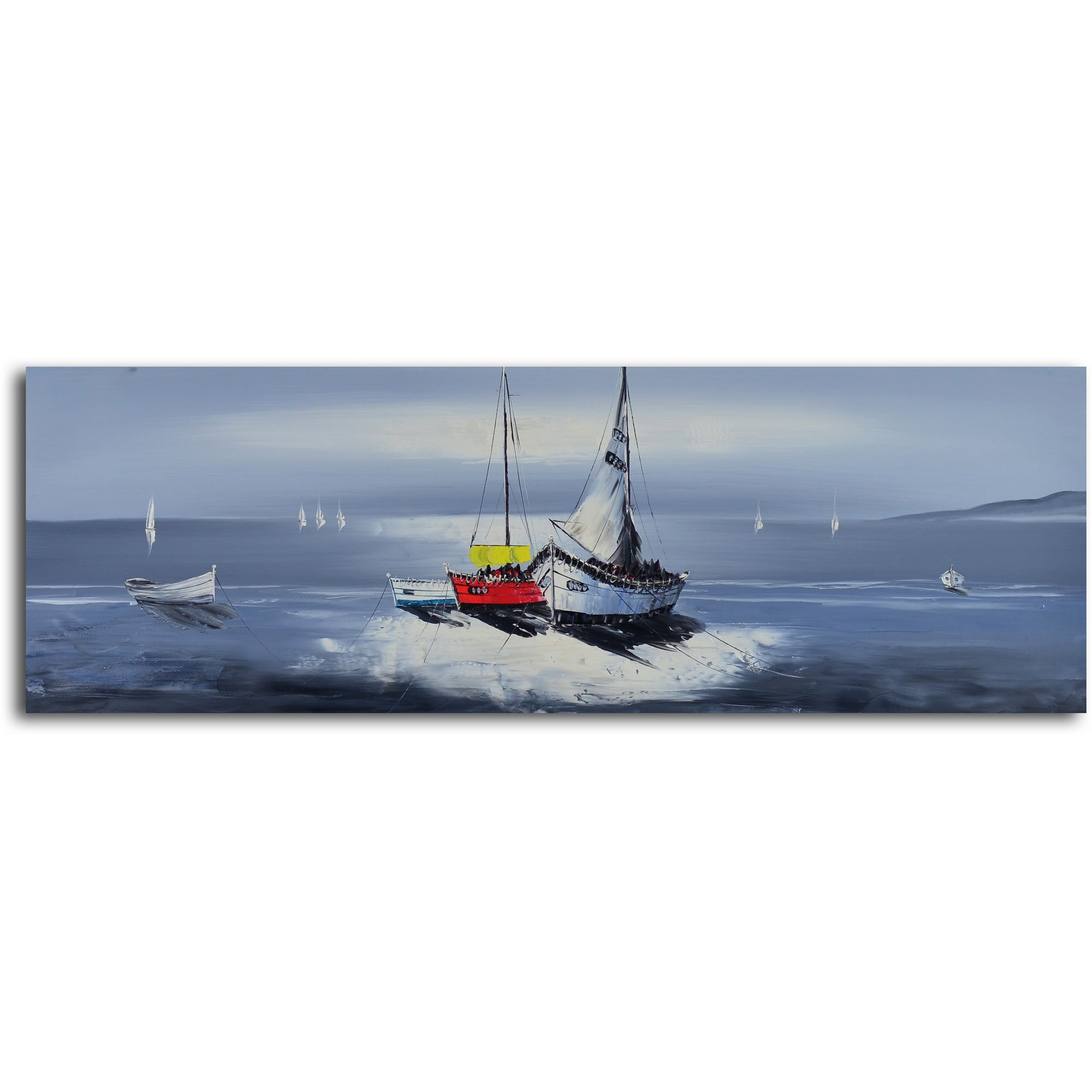 Hand Painted "Duo of sailboat seascapes" 2 Piece Canvas Set