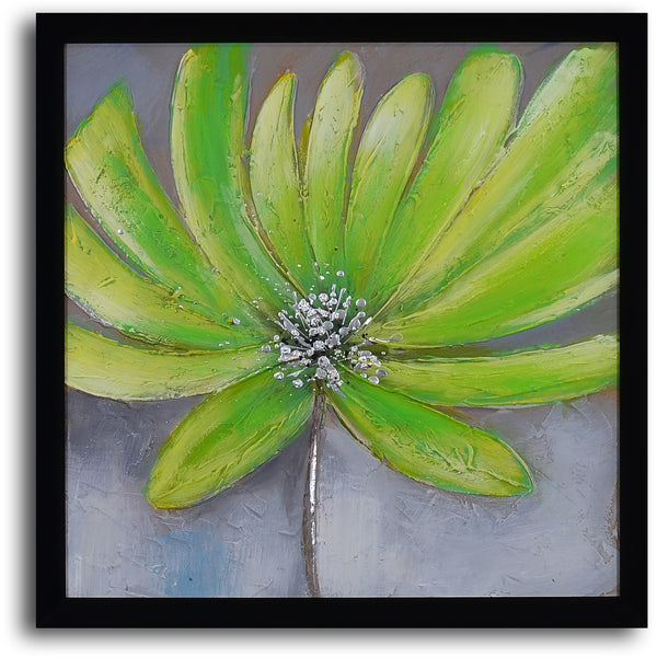 Hand Painted "Green envy floral" Framed Art
