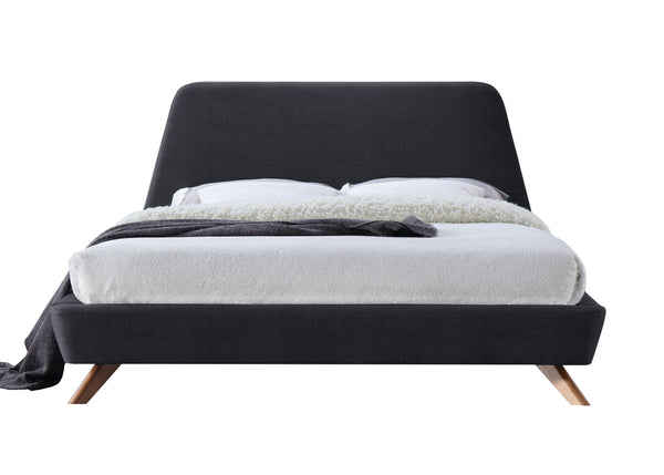 Henry Upholstered Platform Bed - Queen size, Dark Grey