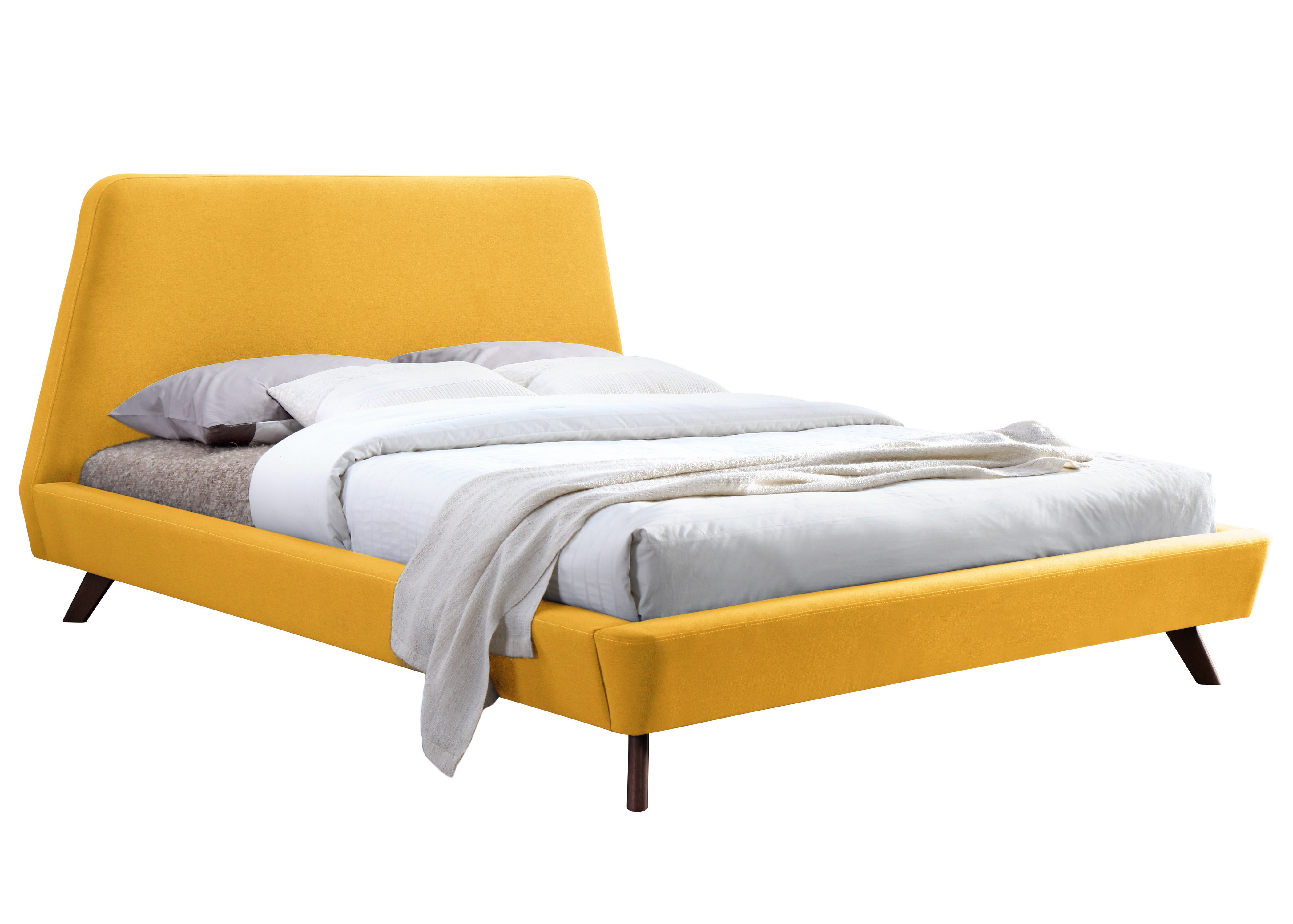 Henry Upholstered Platform Bed - Queen size, Yellow