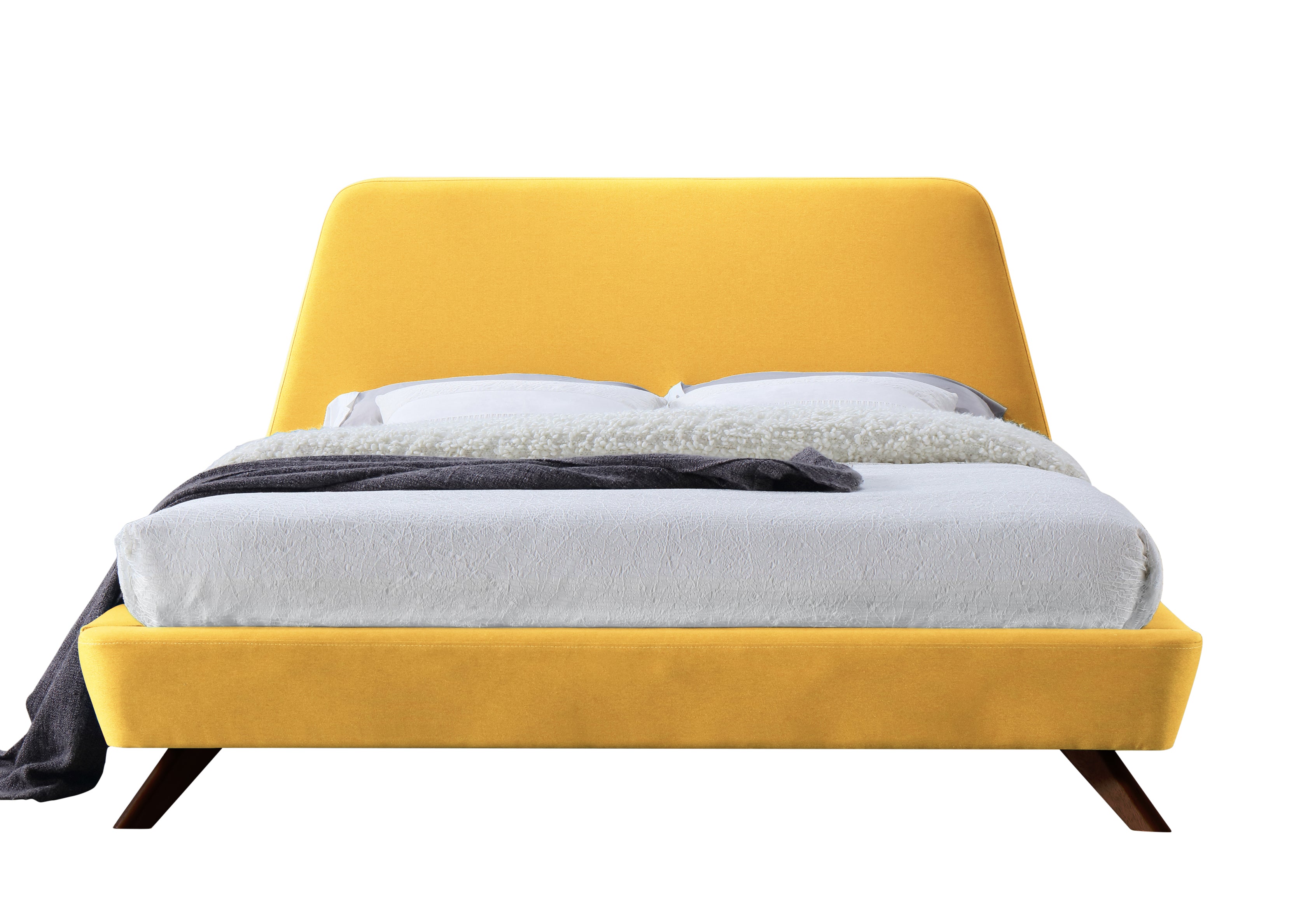 Henry Upholstered Platform Bed - Queen size, Yellow