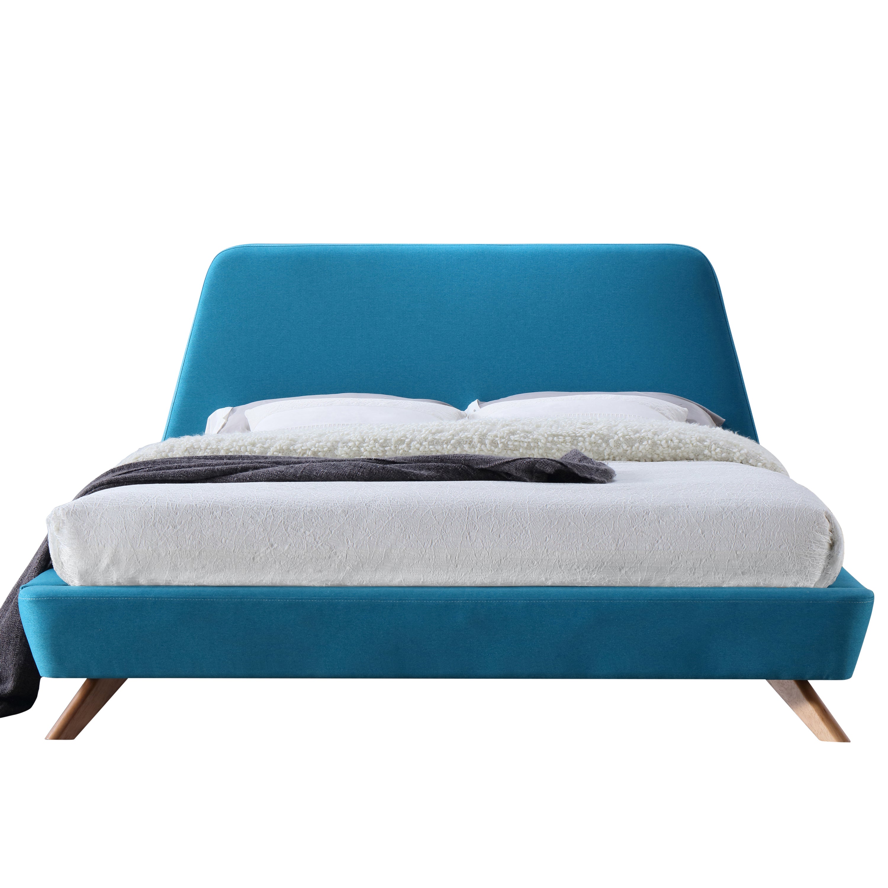 Henry Upholstered Platform Bed - Queen size, Blue