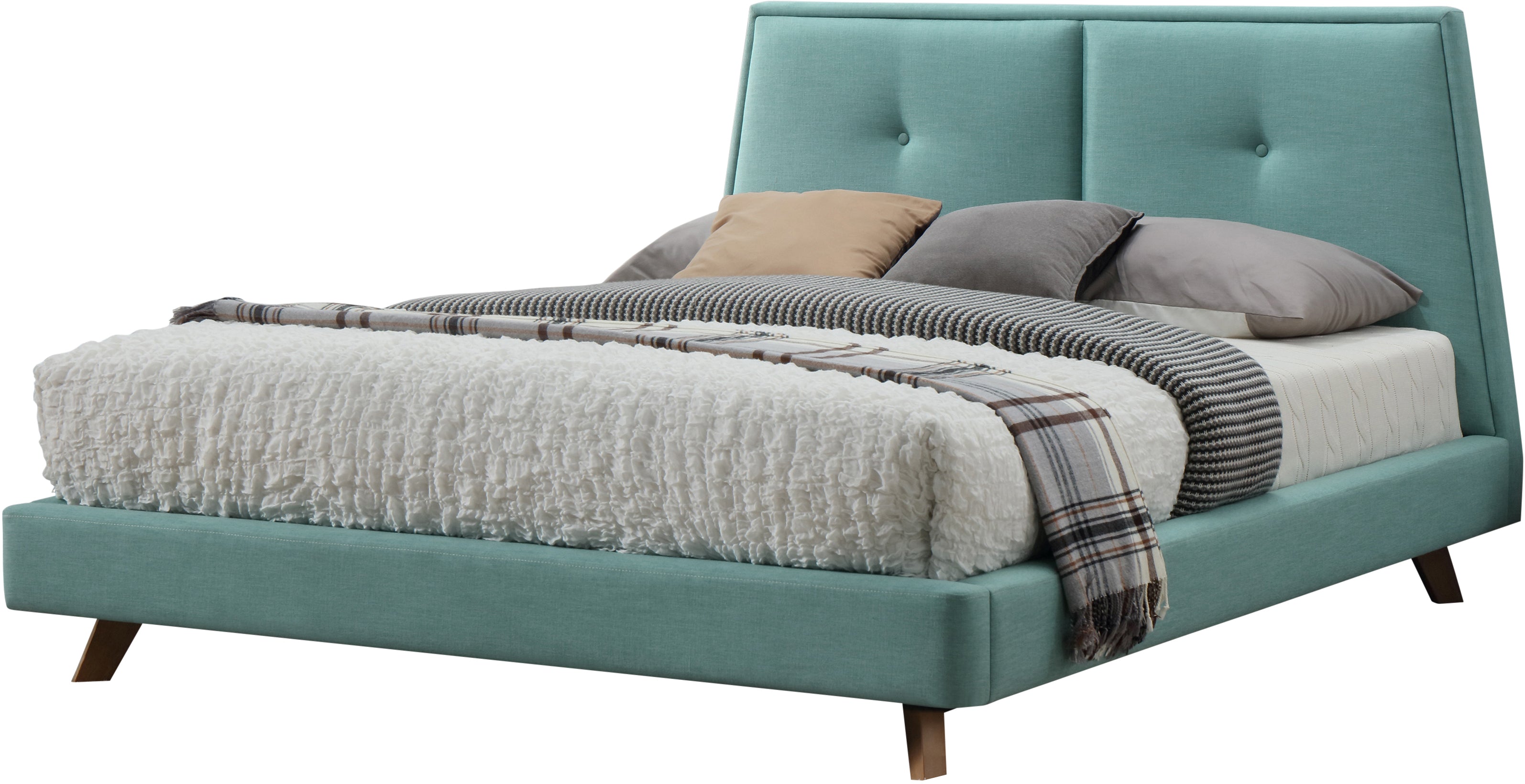 Kenzie Upholstered Platform Bed - Turquoise