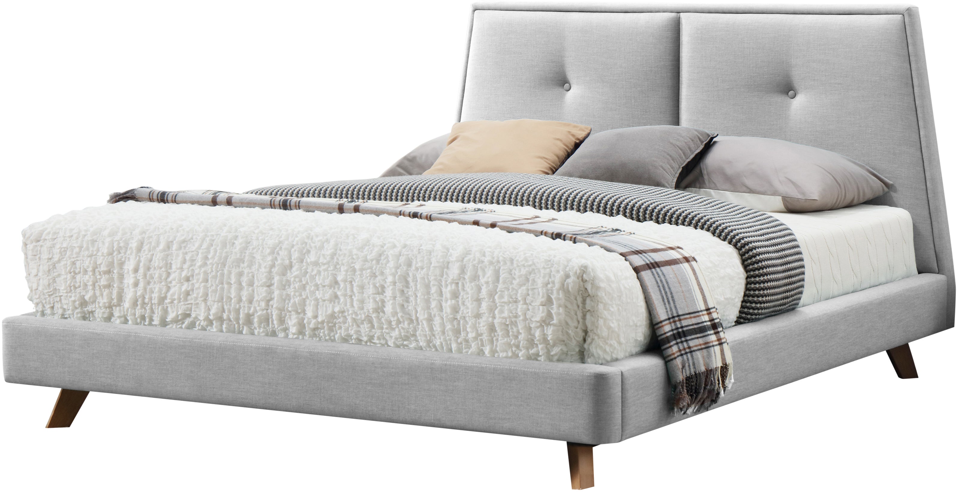 Kenzie Upholstered Platform Bed - Light Grey