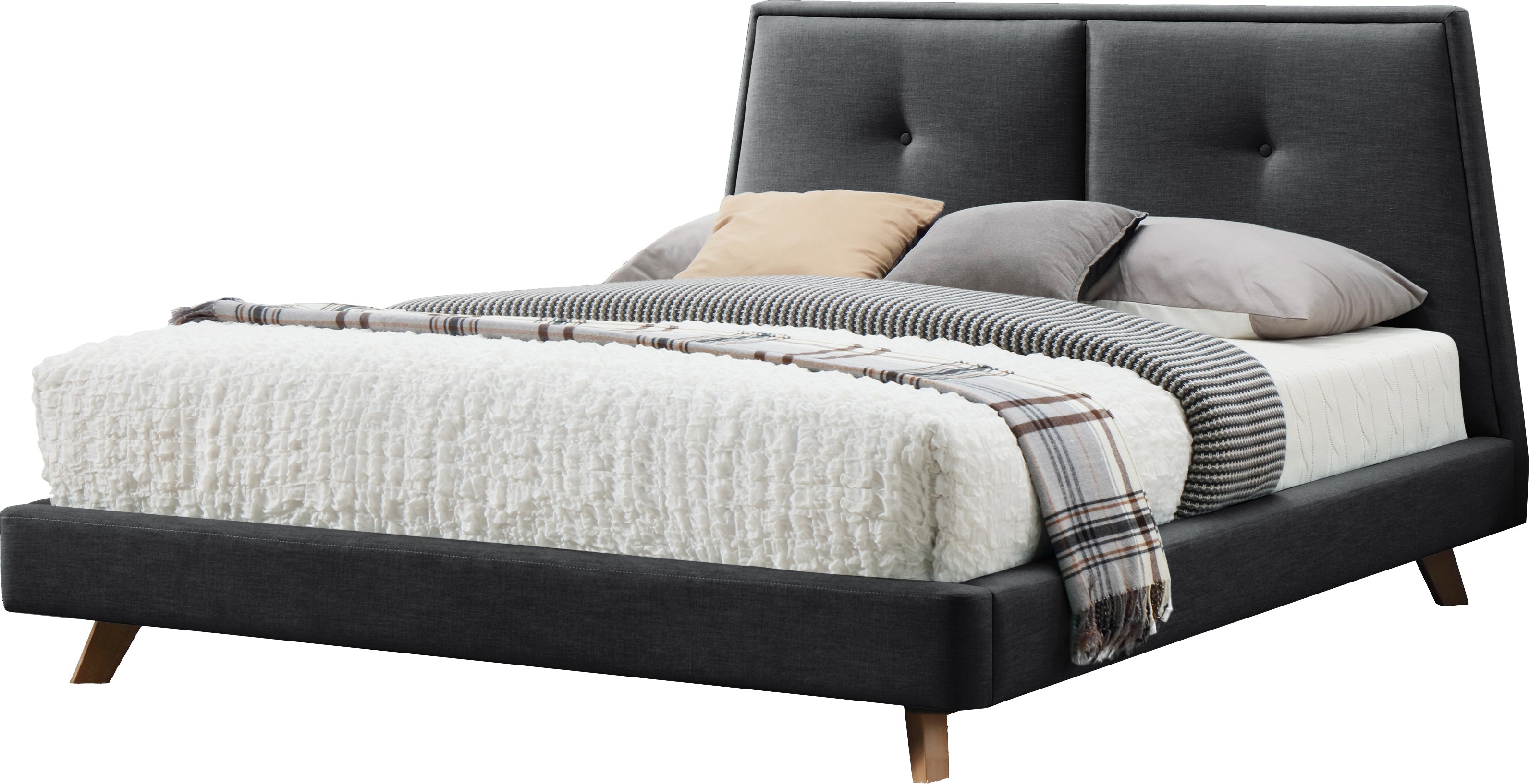 Kenzie Upholstered Platform Bed - Dark Grey