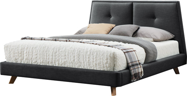 Kenzie Upholstered Platform Bed - Dark Grey