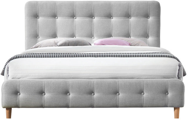 Hugo Upholstered Platform Bed - Light Grey