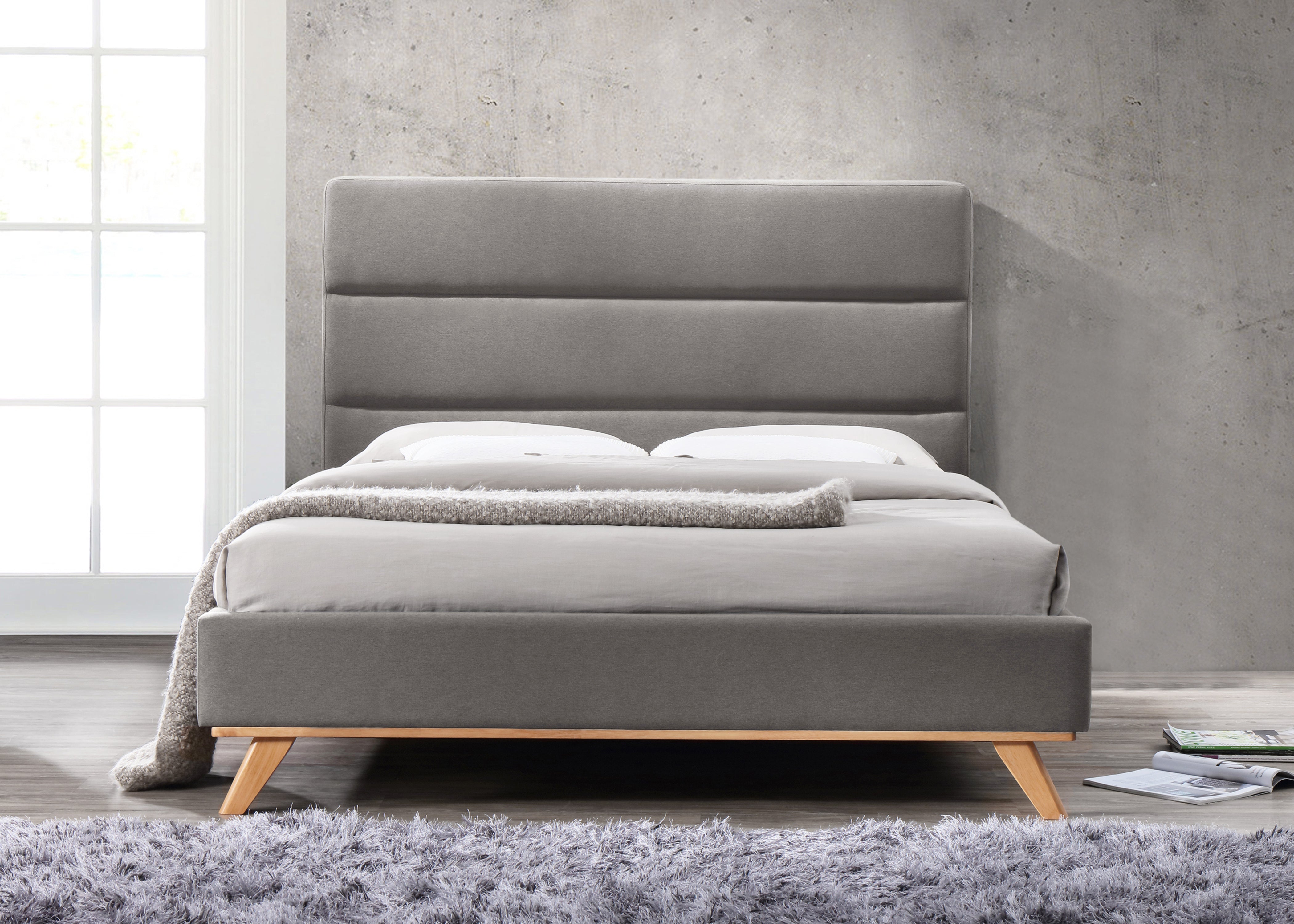Kennedy Upholstered Platform Bed - Grey
