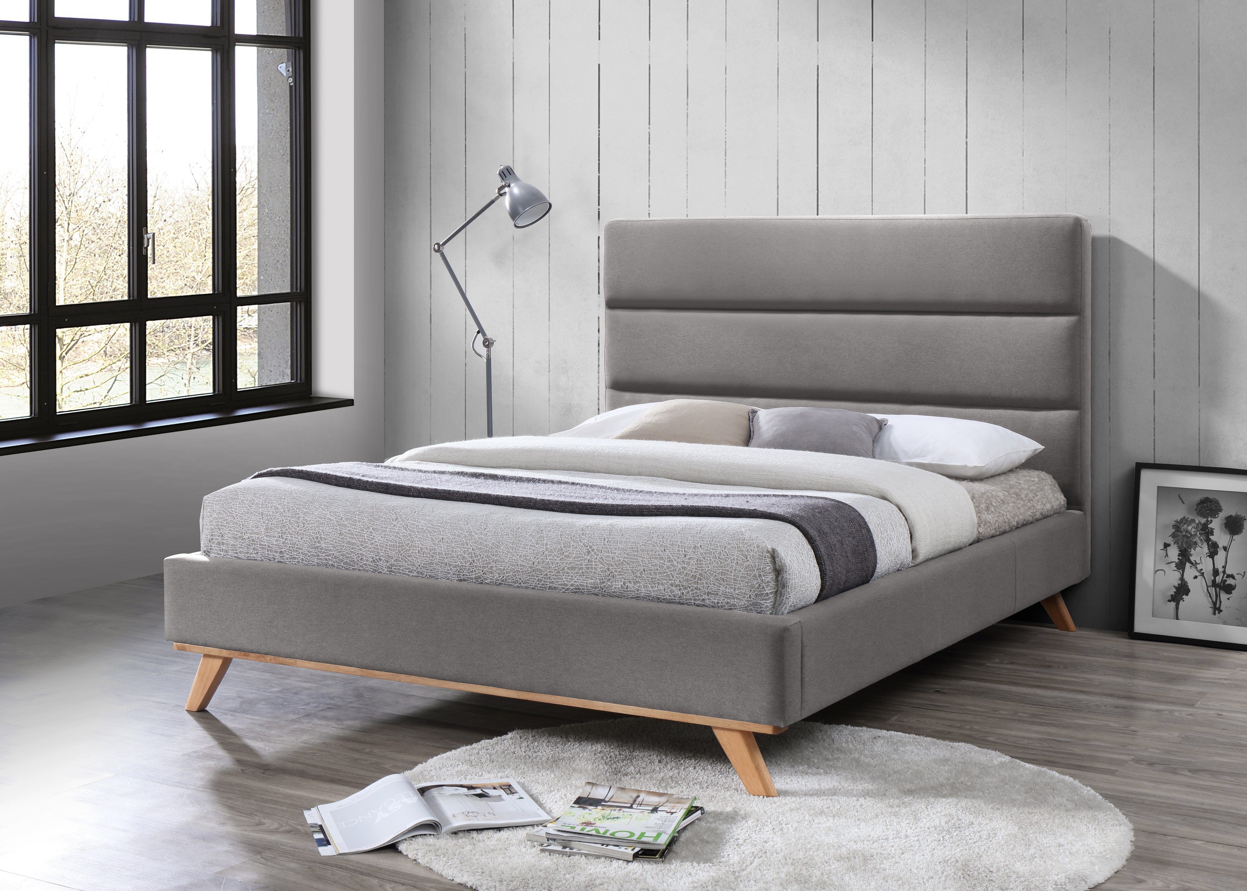 Kennedy Upholstered Platform Bed - Grey