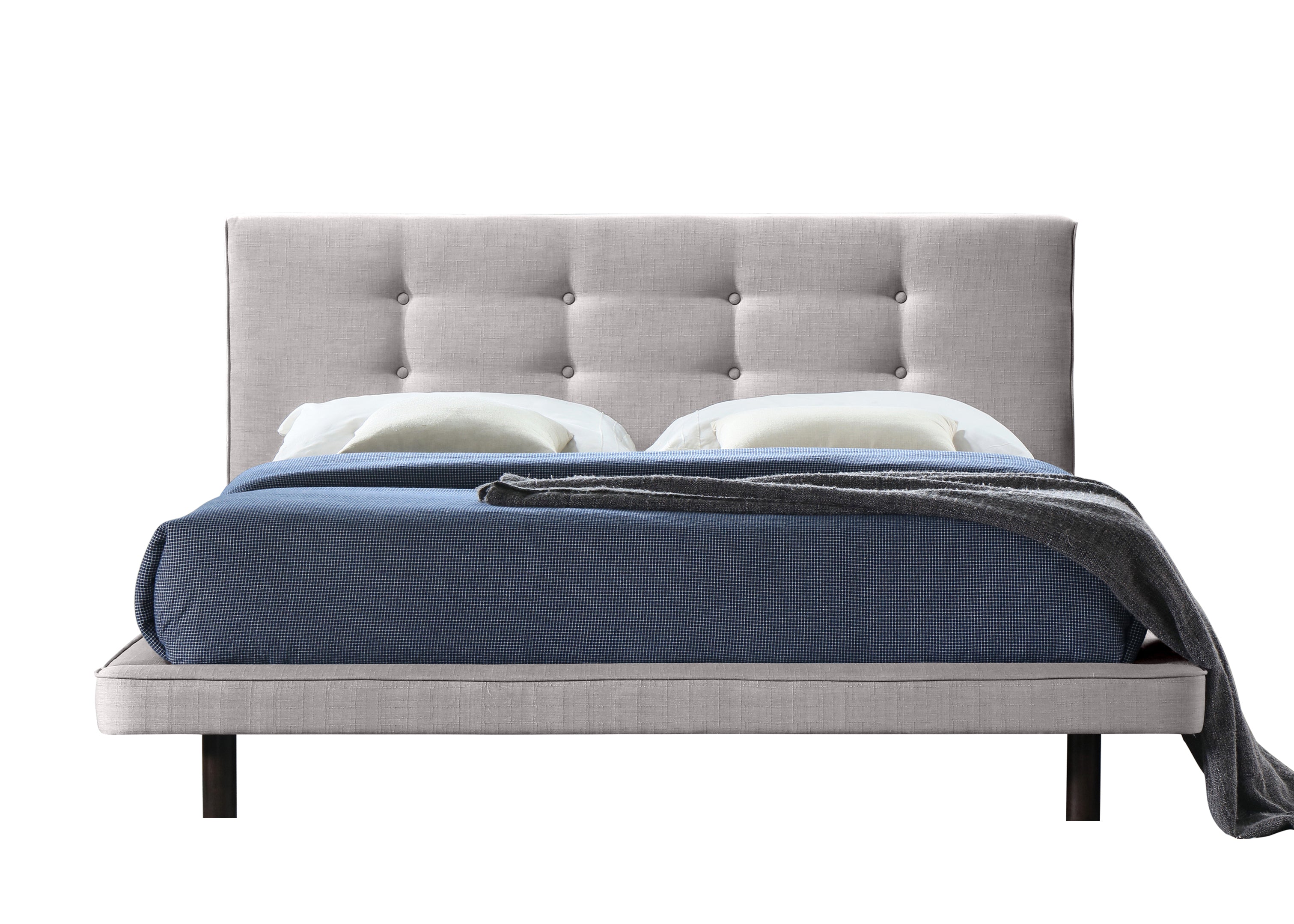 Nico Upholstered Platform Bed - Warm Grey