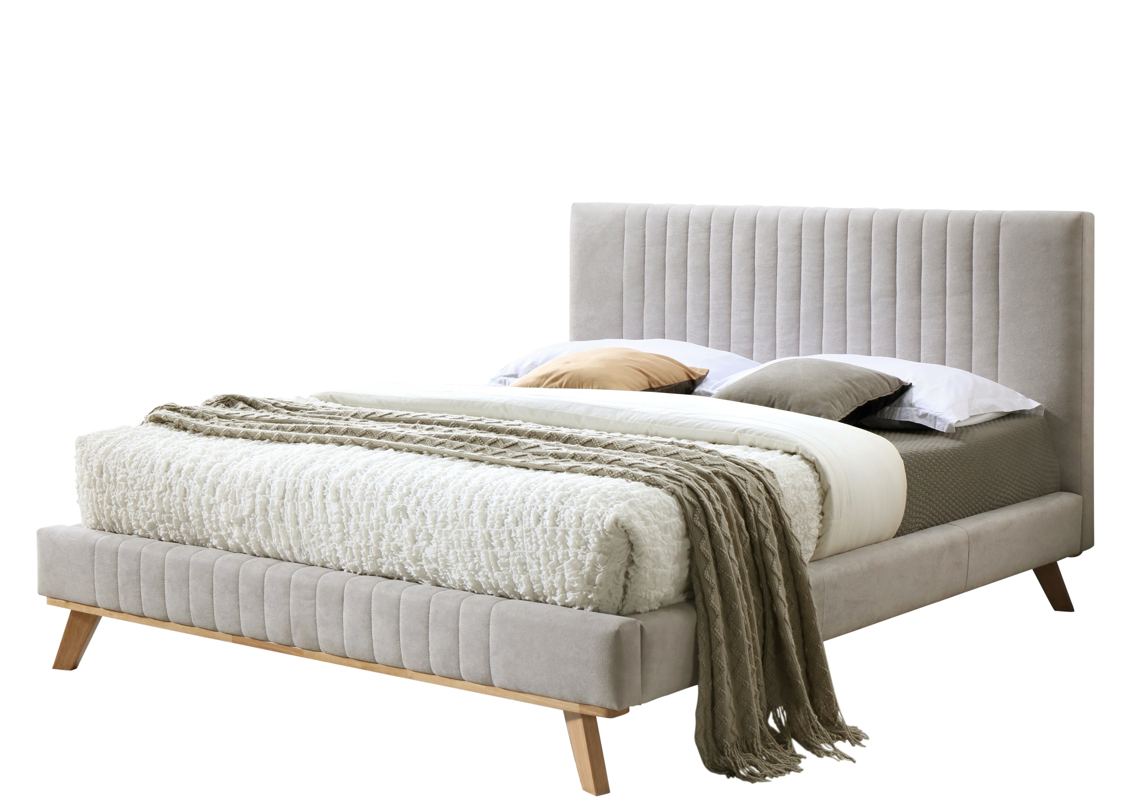 Sven Upholstered Platform Bed - Queen size, Taupe